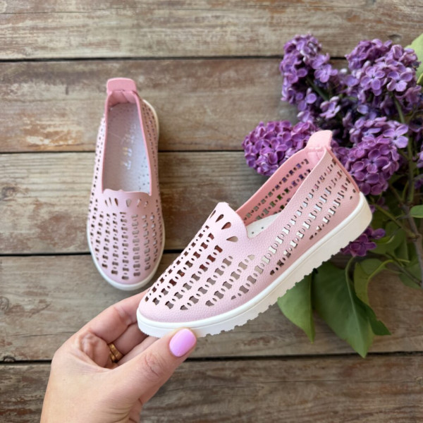Літні мокасини-балетки світло-рожеві