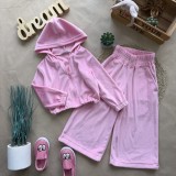 Дитячий костюм велюр на фіксаторах рожевий