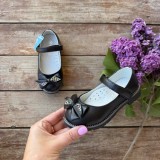 Туфлі чорні бант зі стразами