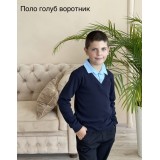 Поло блакитний комірець