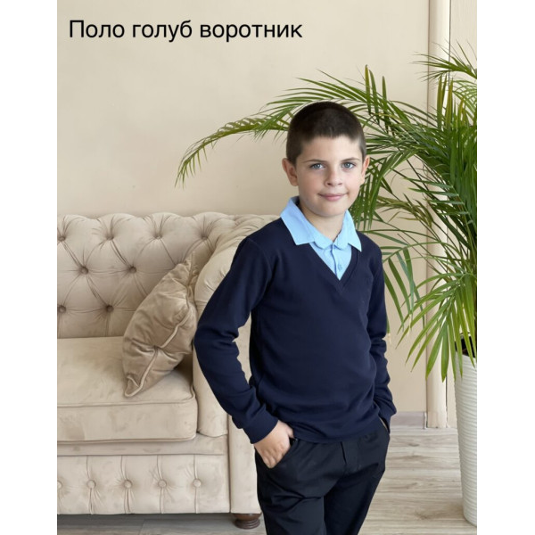 Поло блакитний комірець