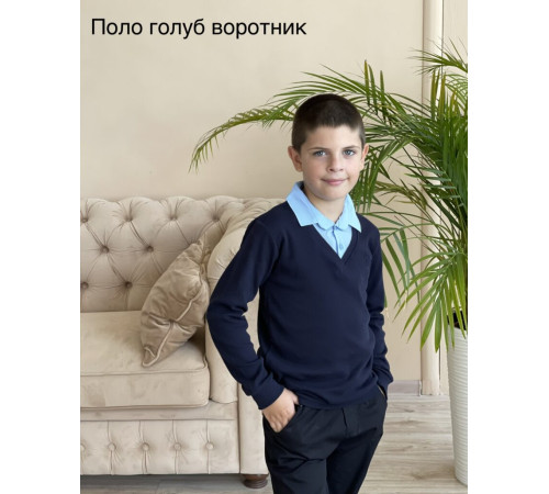 Поло блакитний комірець