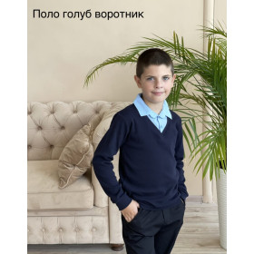 Поло блакитний комірець