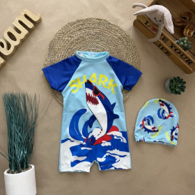 Пляжний костюм-ромпер блакитний