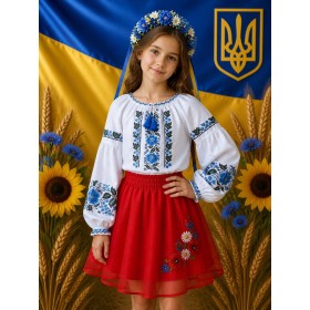 Вишиванка дівчинка бохо блакитний орнамент