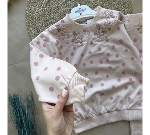 Костюм горошок пудра