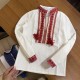 Лляна вишиванка з червоним візерунком