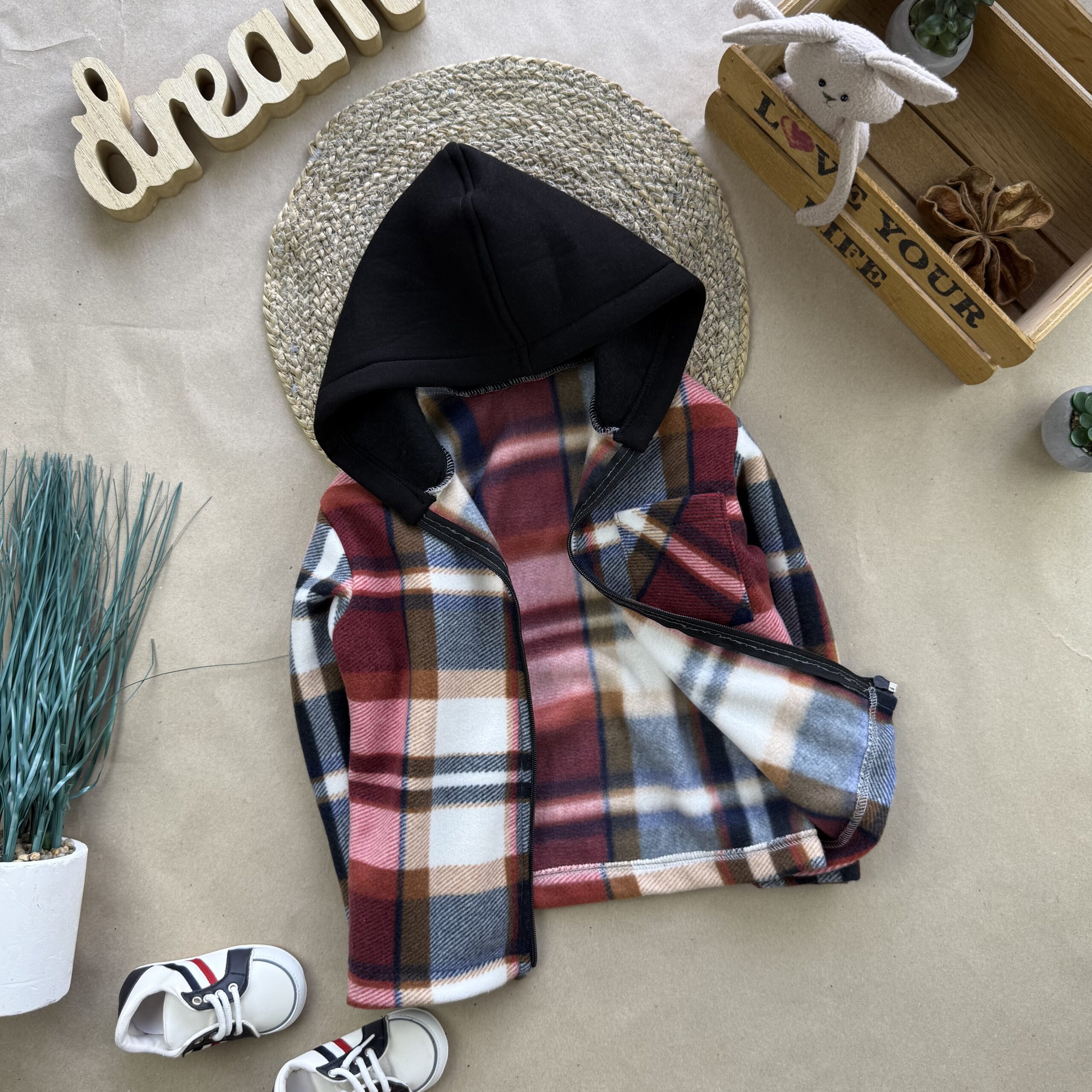 Сорочка в клітинку з червоним фліс