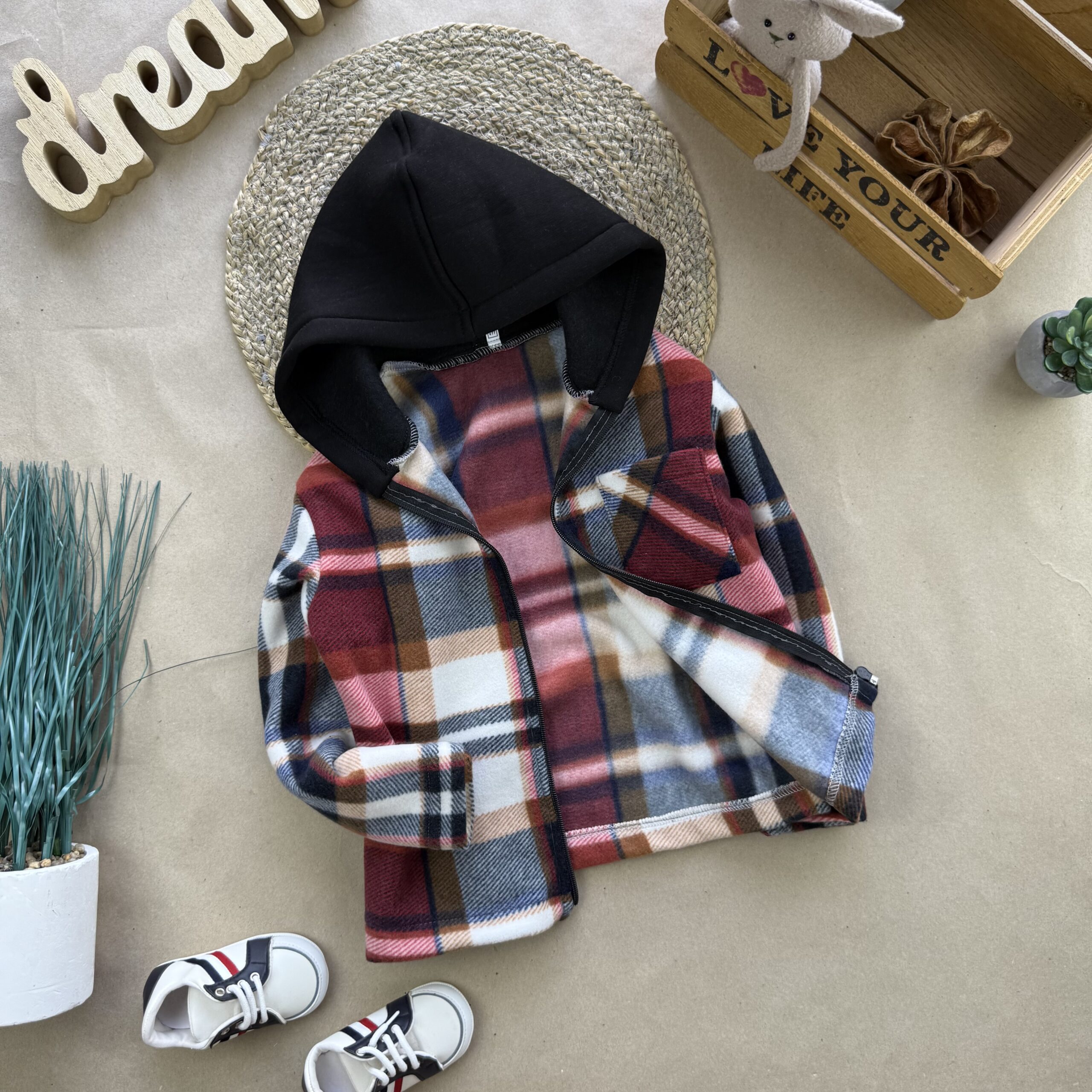 Сорочка в клітинку з червоним фліс