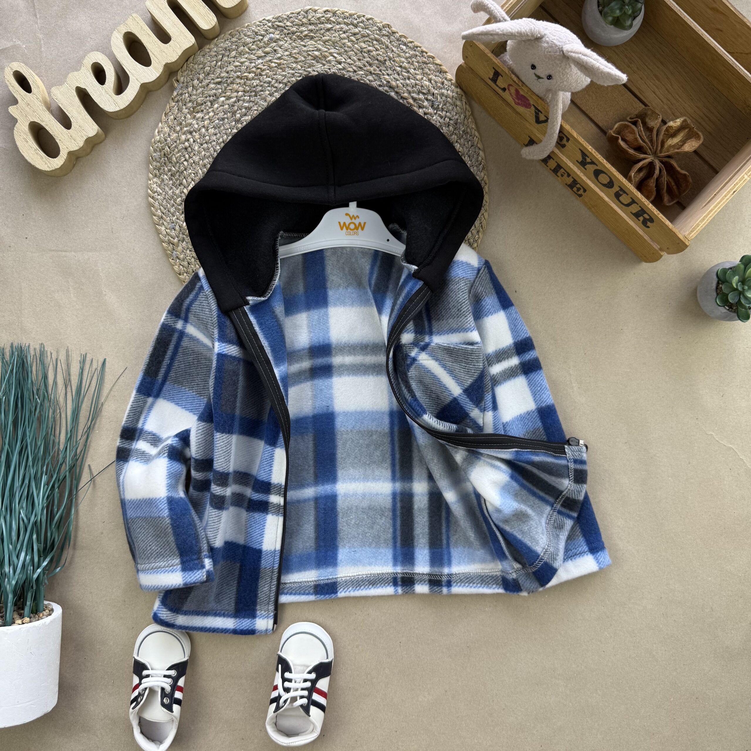 Сорочка в клітинку з блакитним фліс