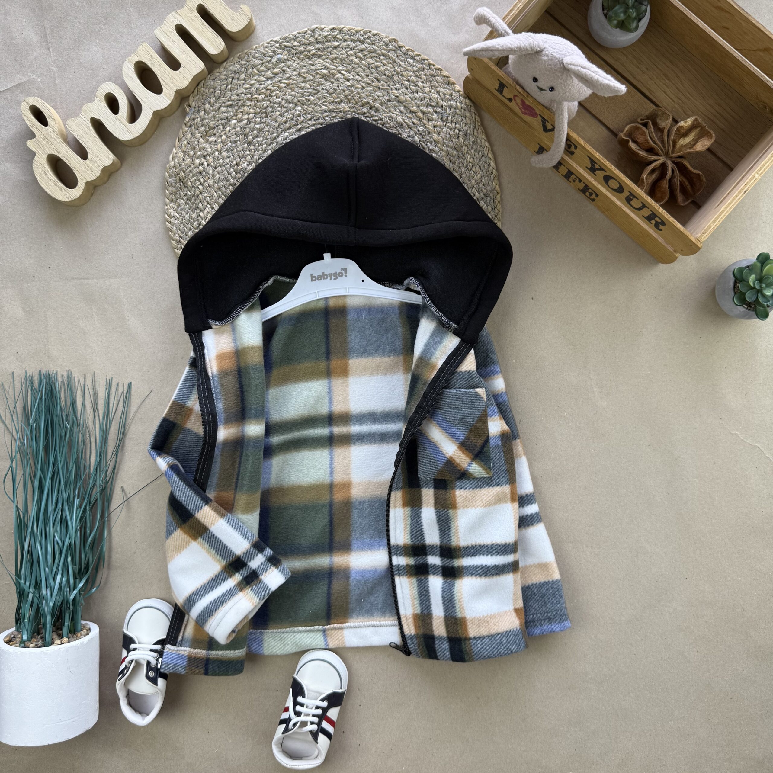 Сорочка в клітинку з зеленим фліс