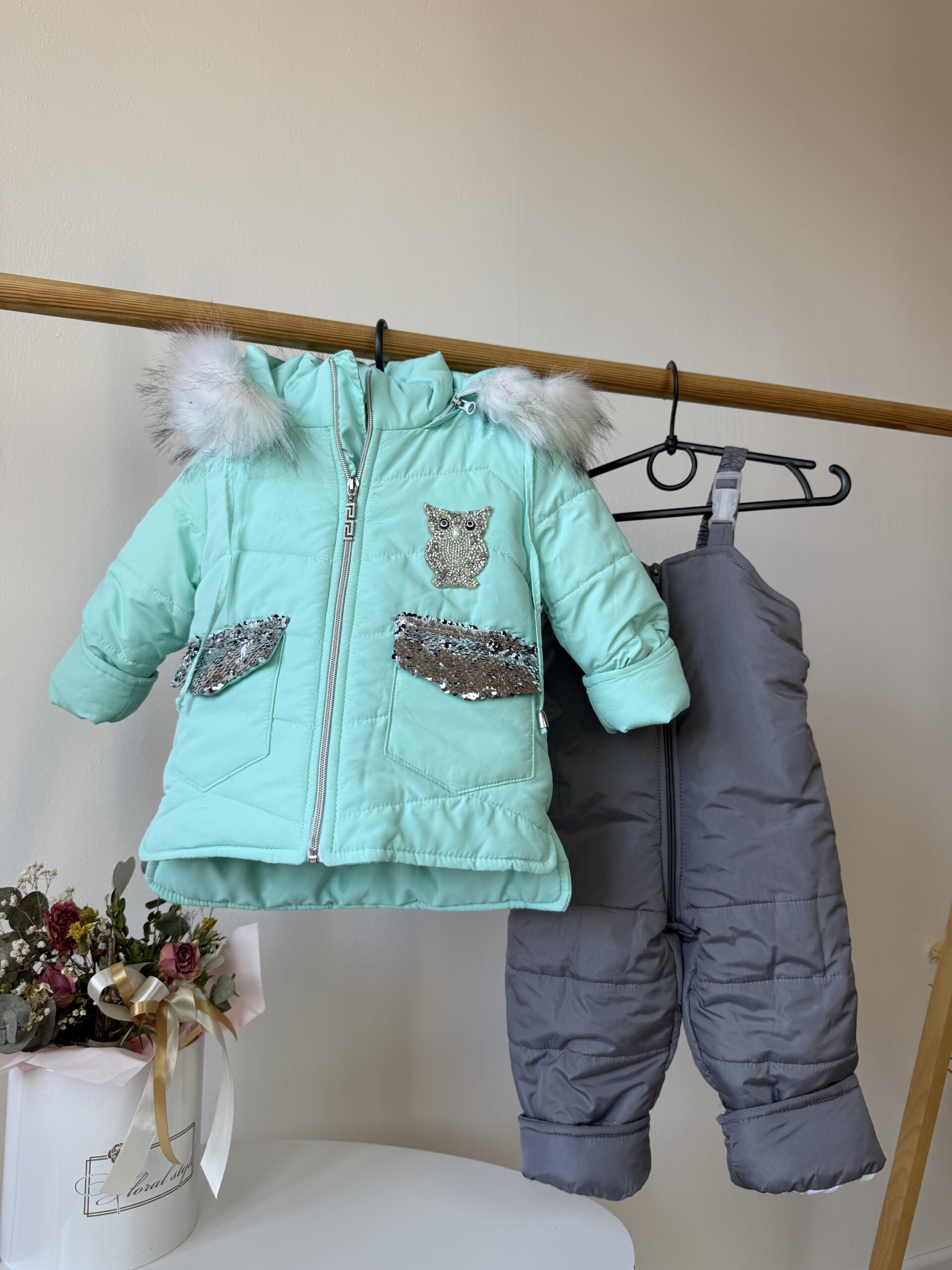Куртка та напівкомбінезон сова м'ята