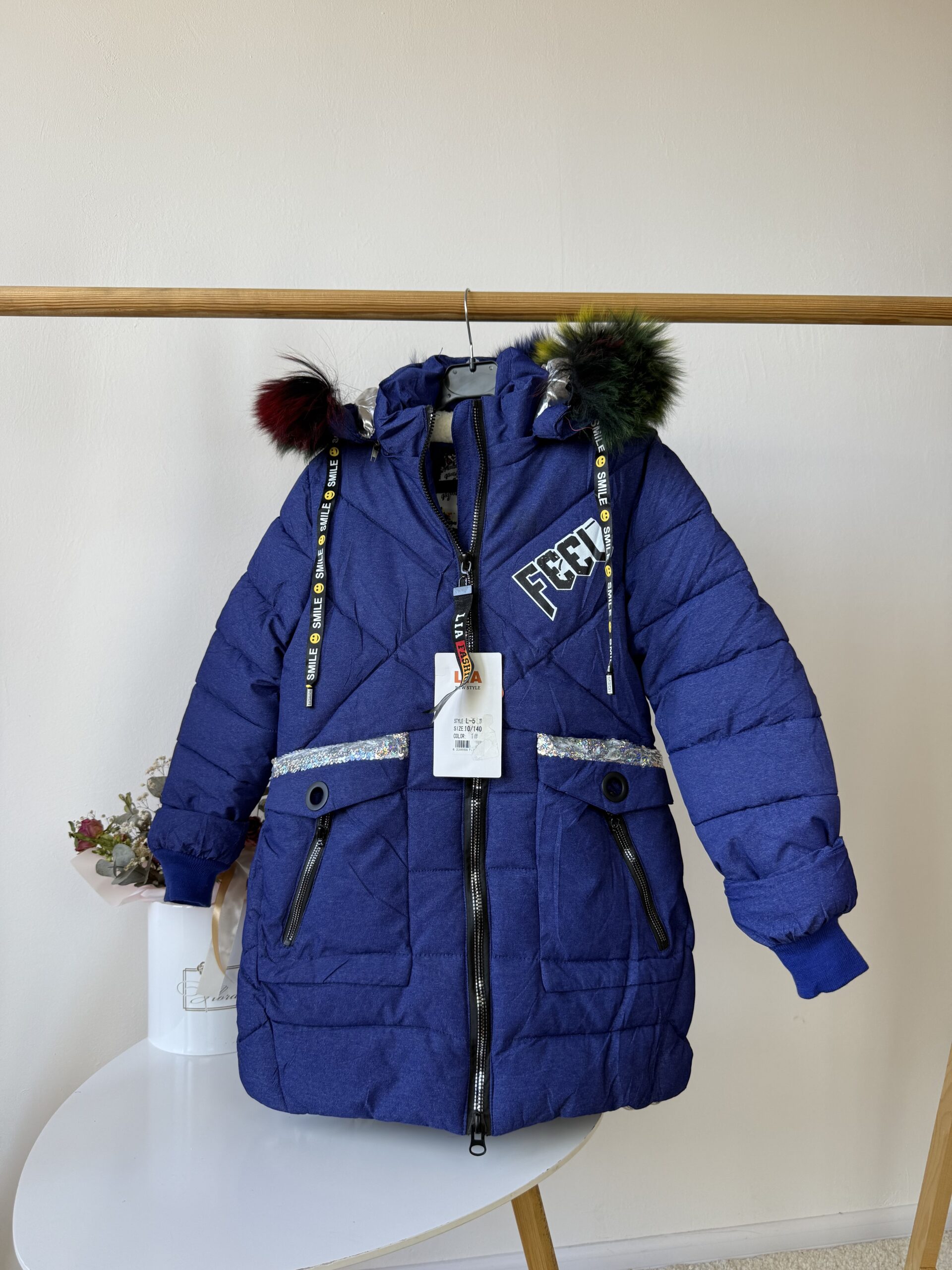 Пальто зима синє