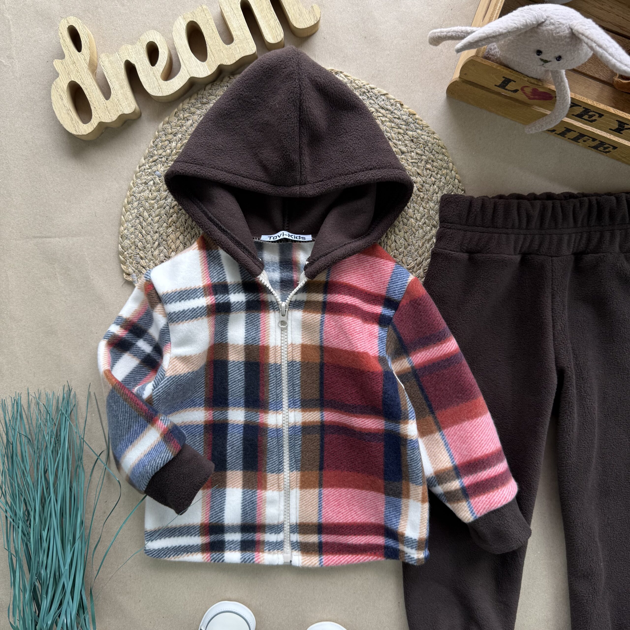 Костюм фліс клітинка червоний