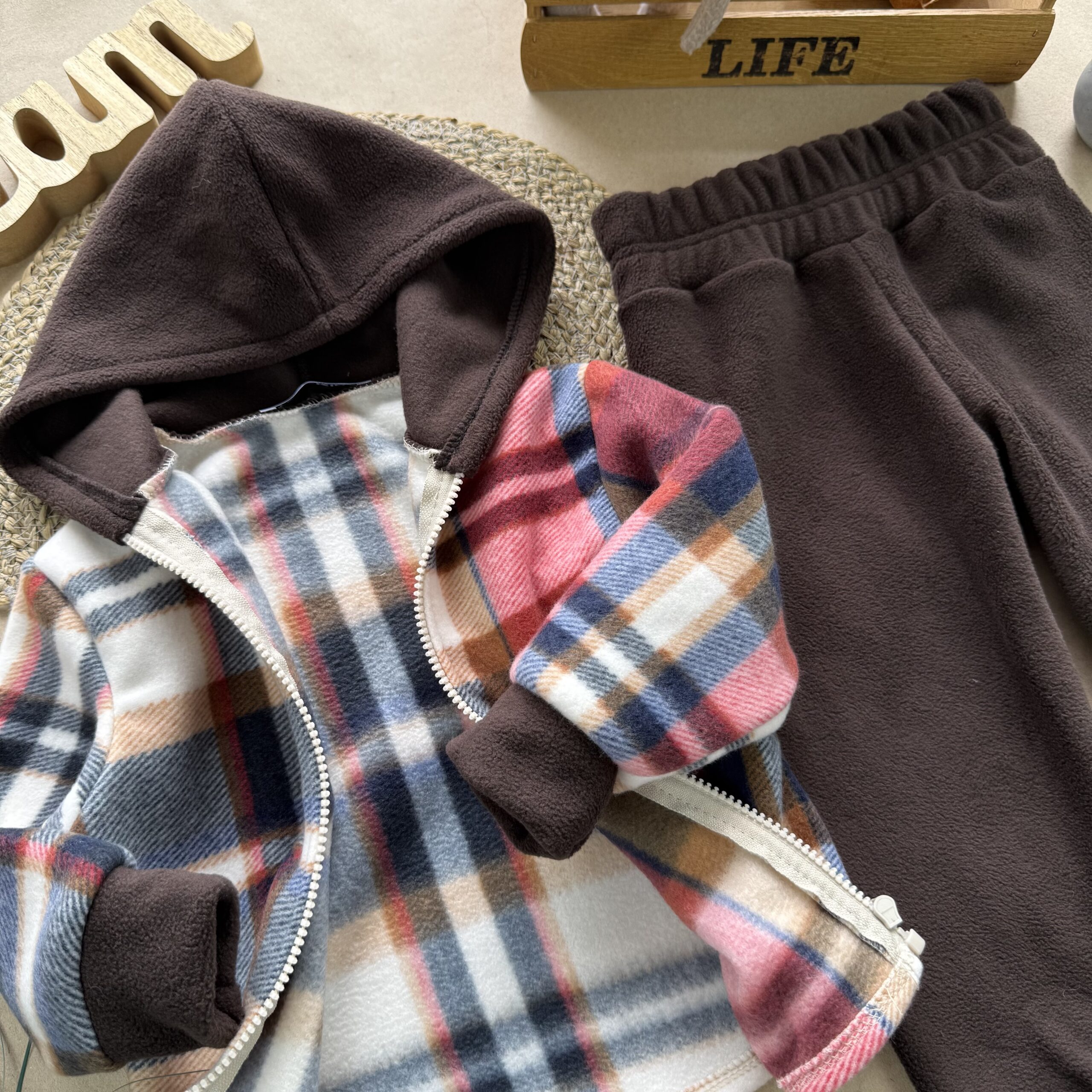 Костюм фліс клітинка червоний