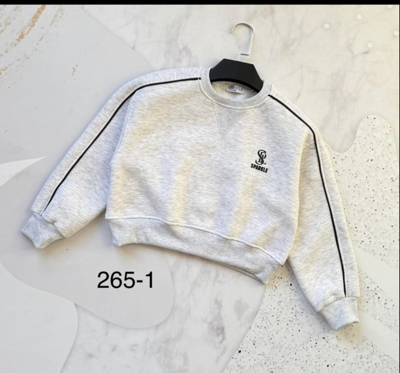 Кроп реглан тринитка сірий spаrkle