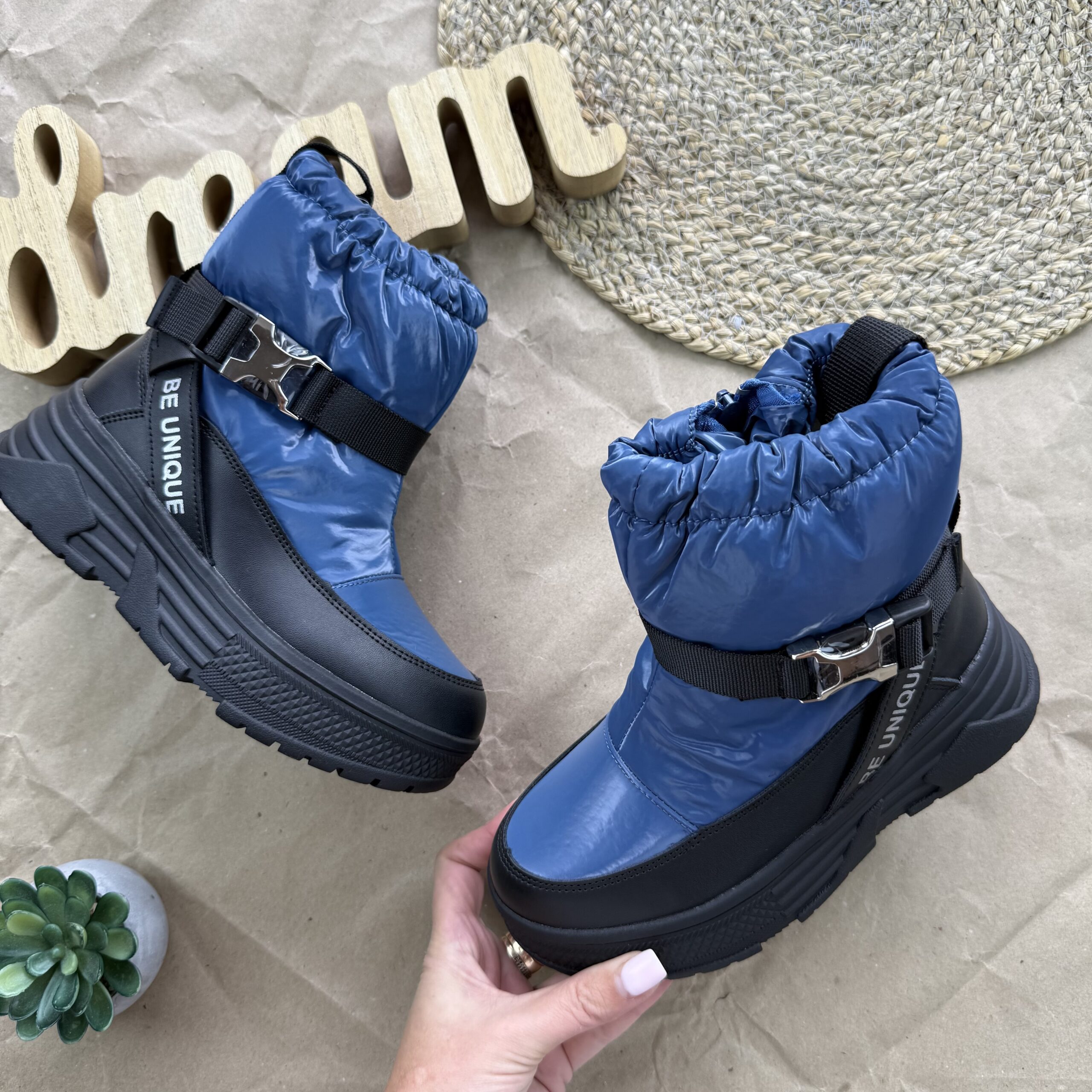 Дутики зимові з синім 33-38