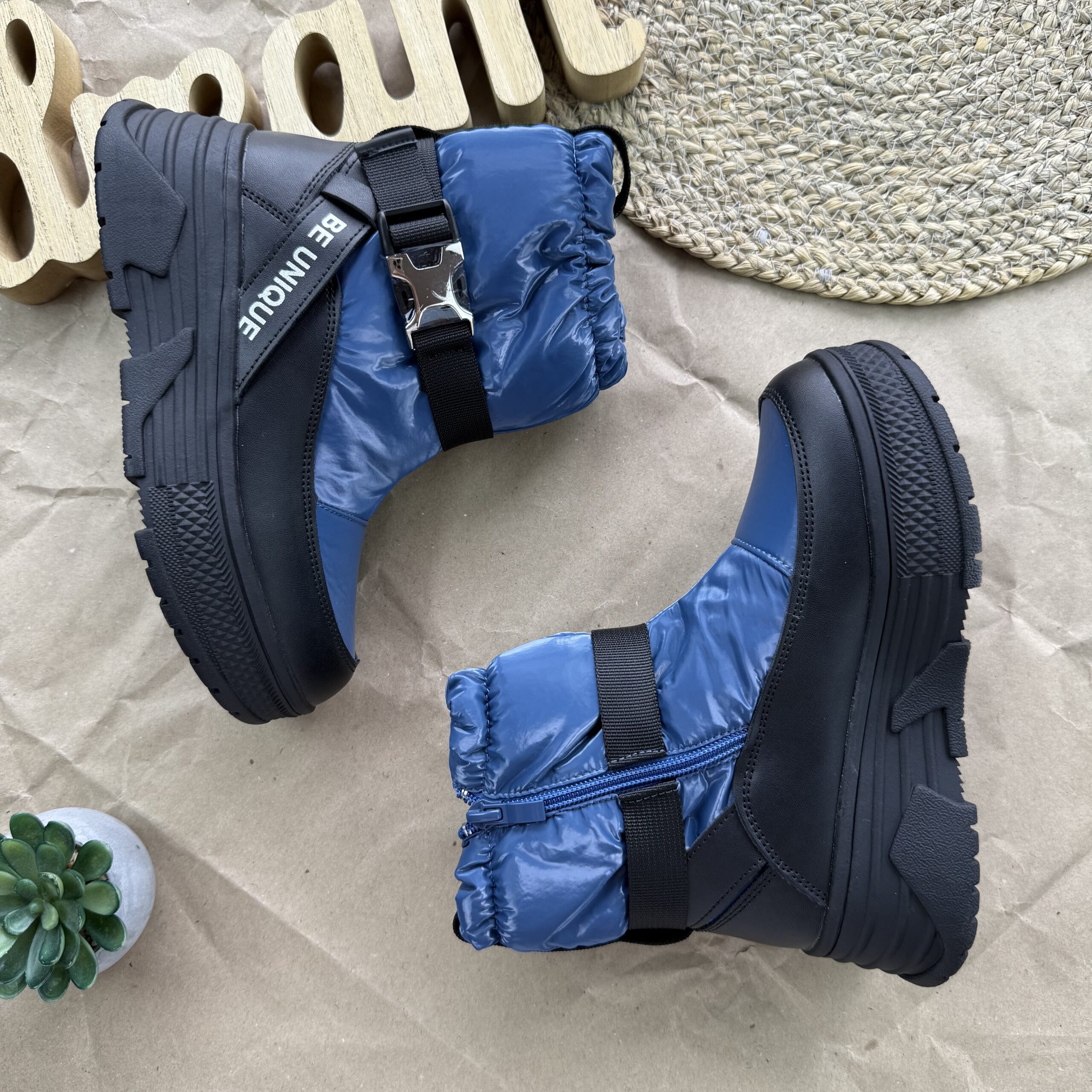 Дутики зимові з синім 33-38