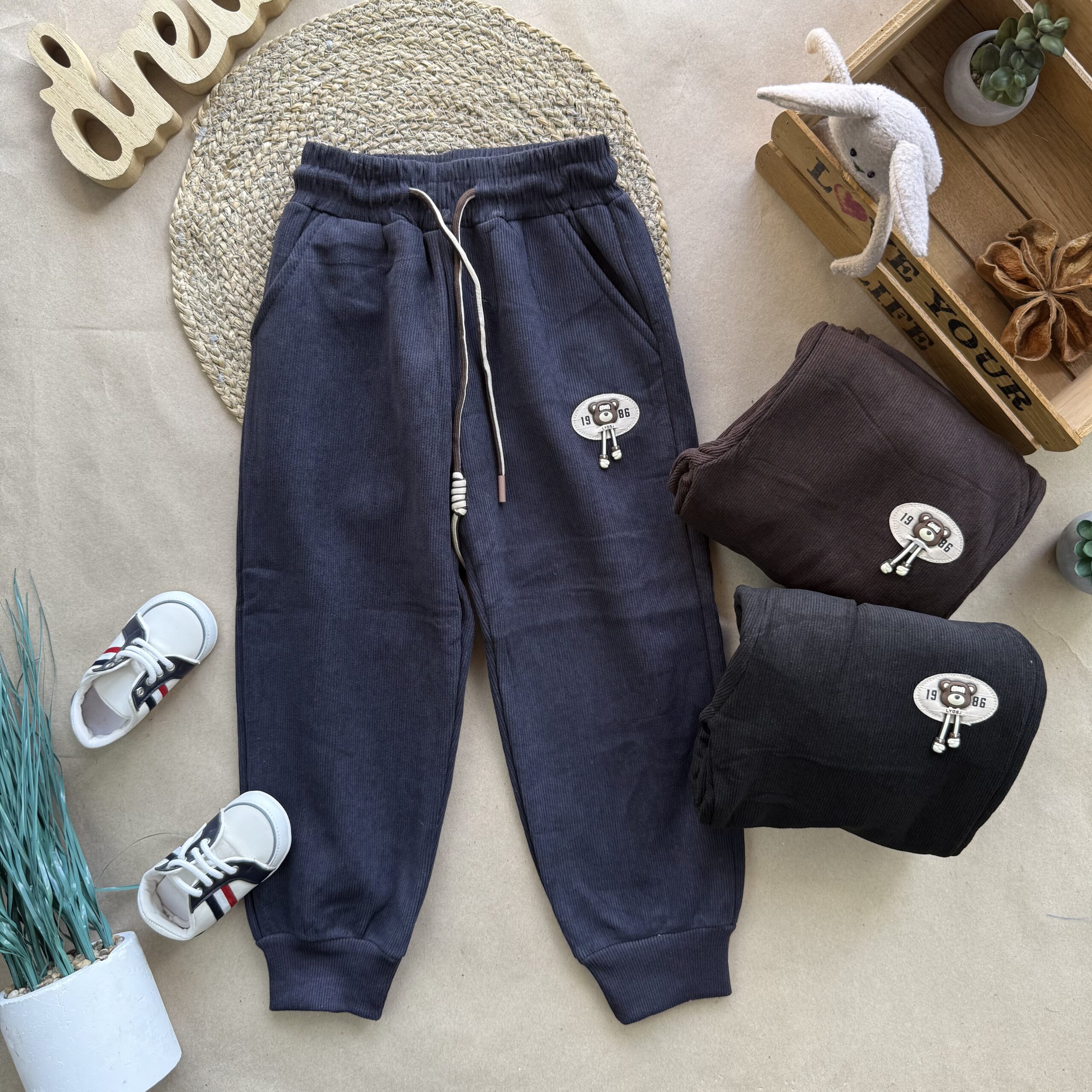 Штани утеплені вельвет 104-122 ведмежа