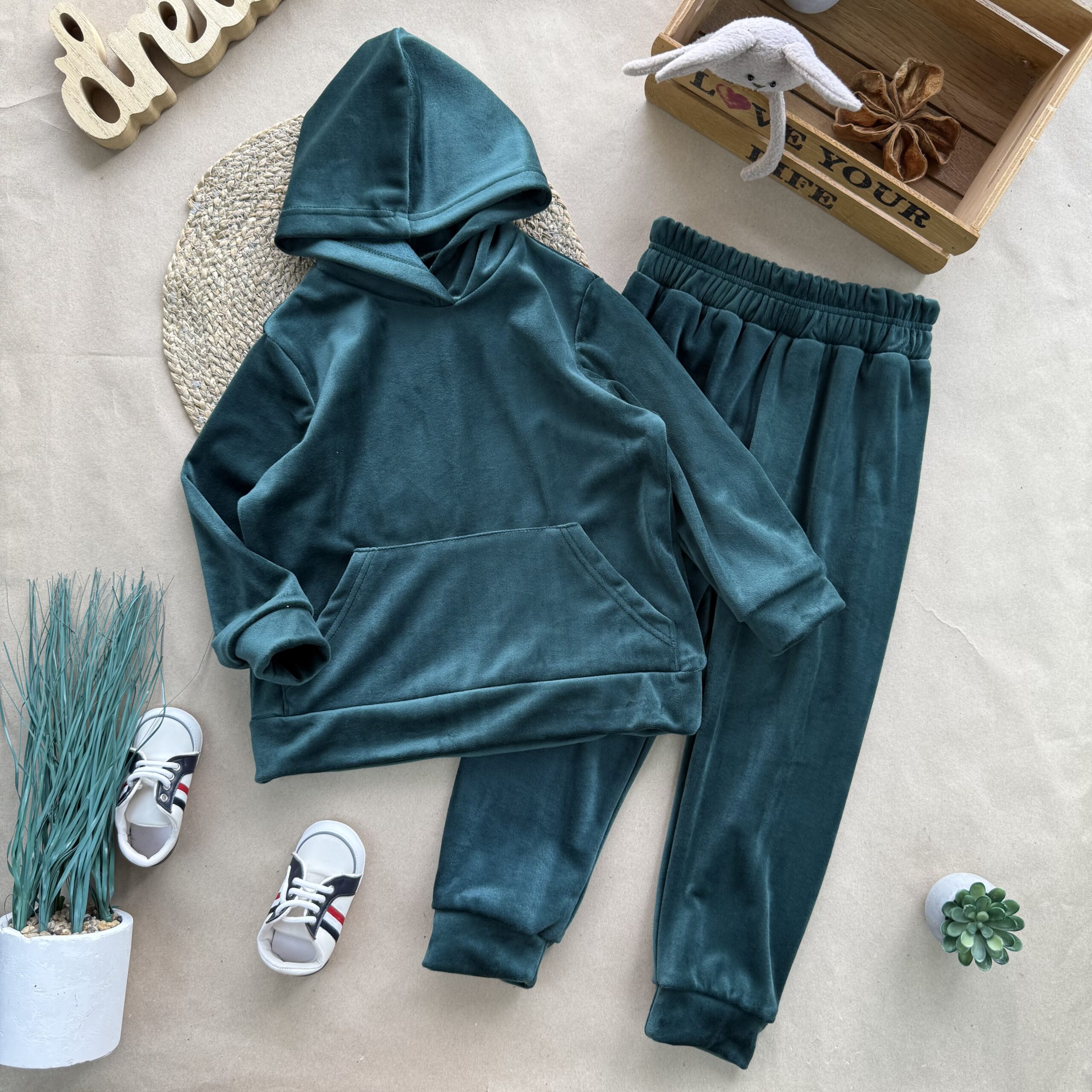 костюм велюр хутро смарагдовий