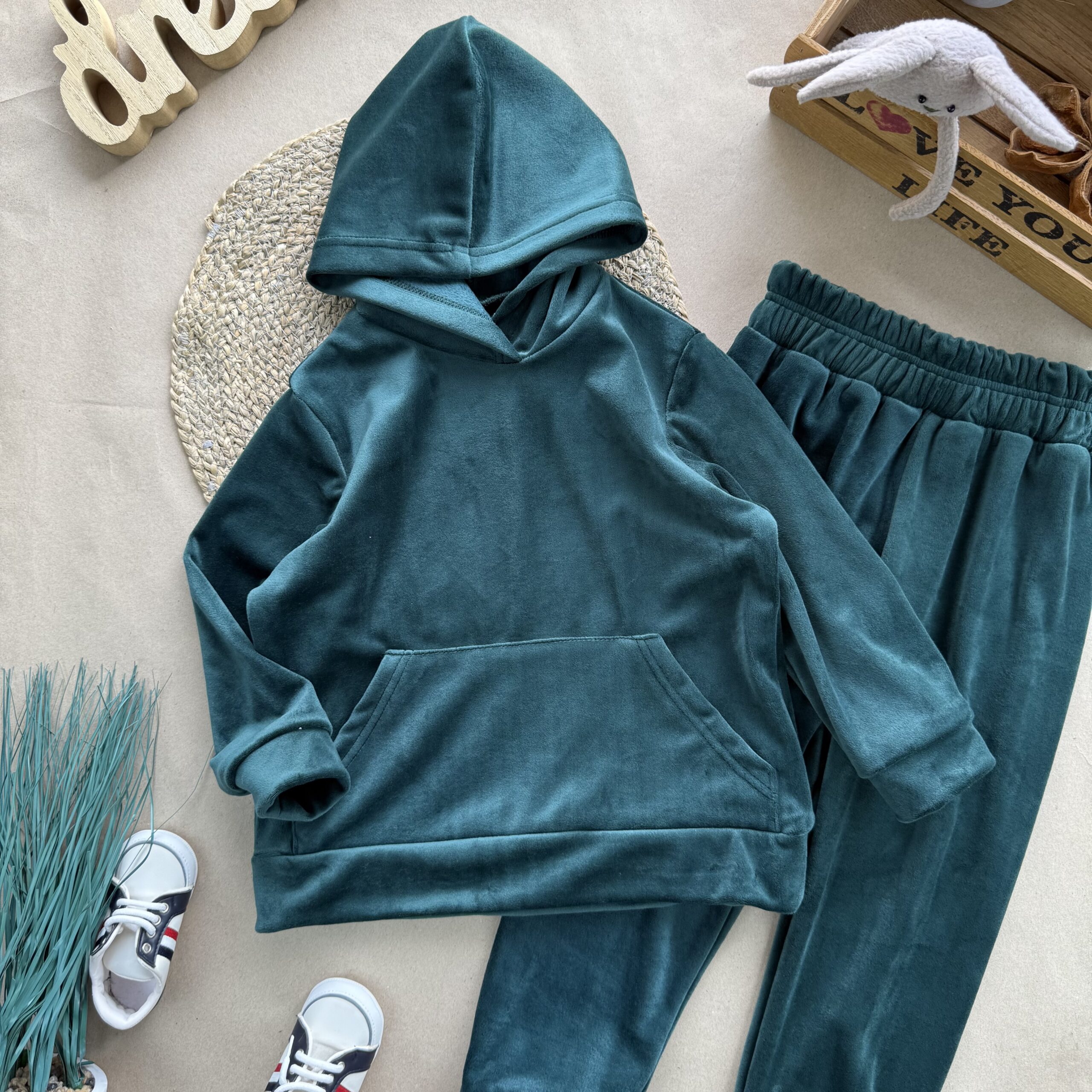 костюм велюр хутро смарагдовий