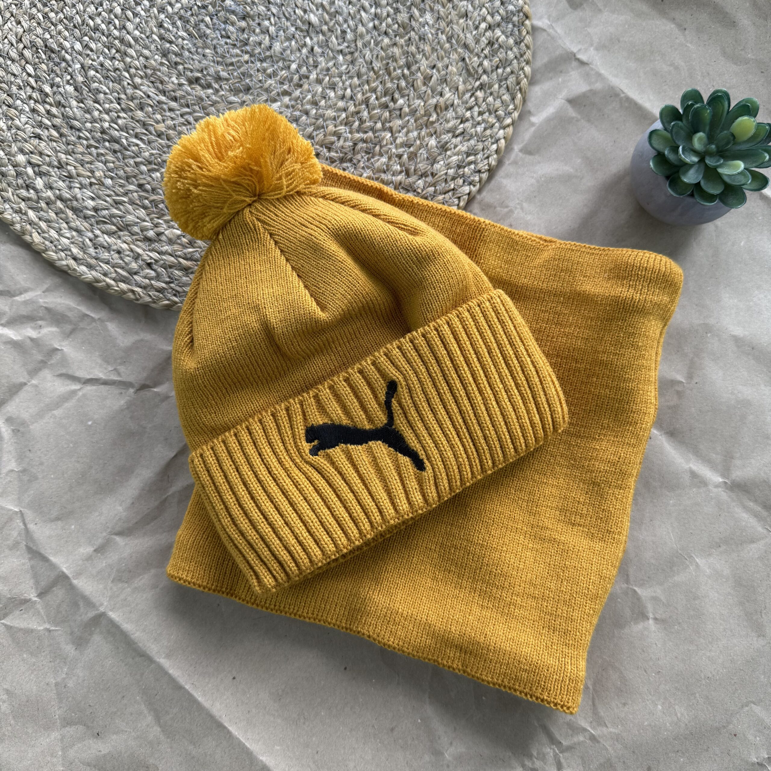 Шапка з хомутом гірчична