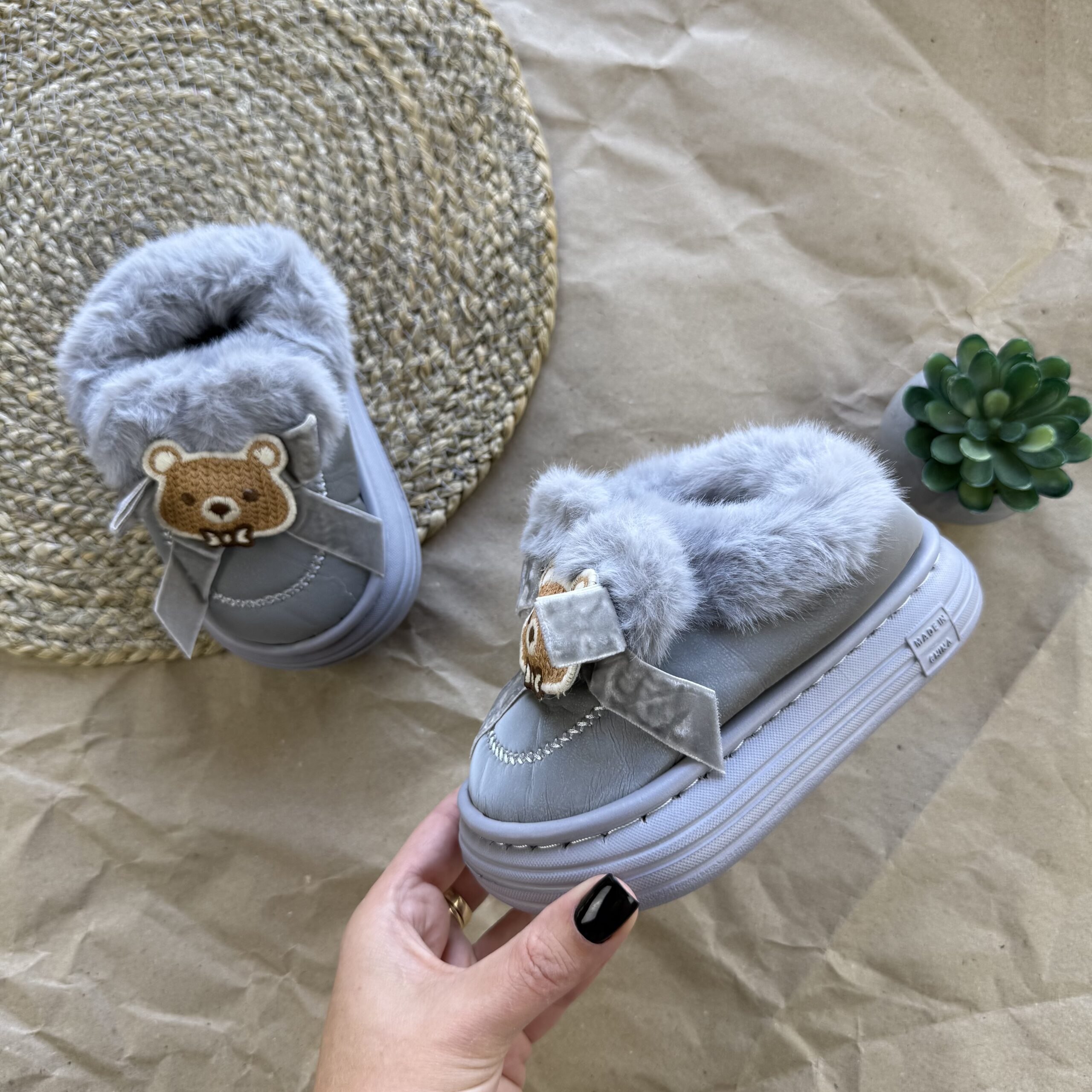 Капці ведмедик сірі