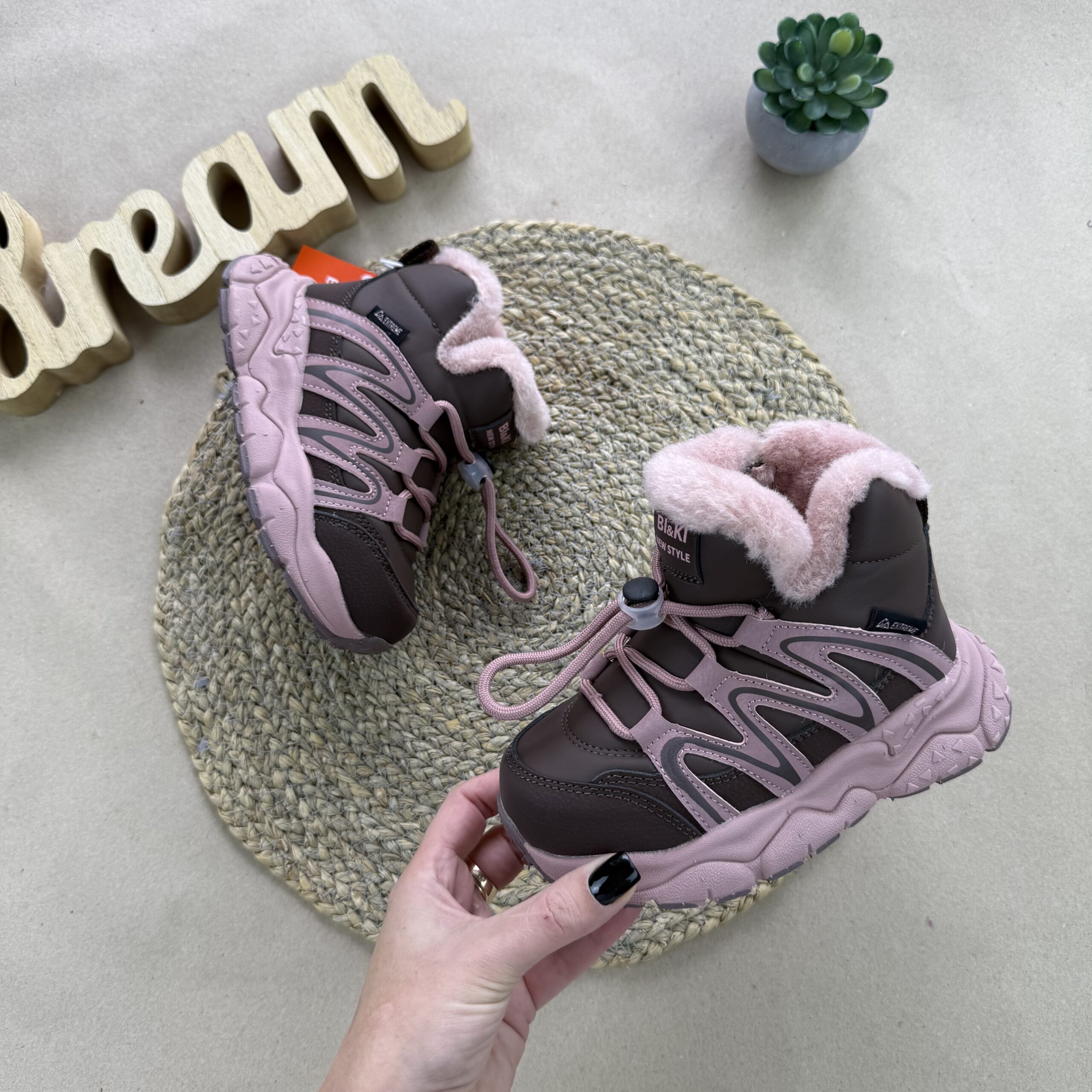 Хайтопи зимові шоколад з рожевим 27-32