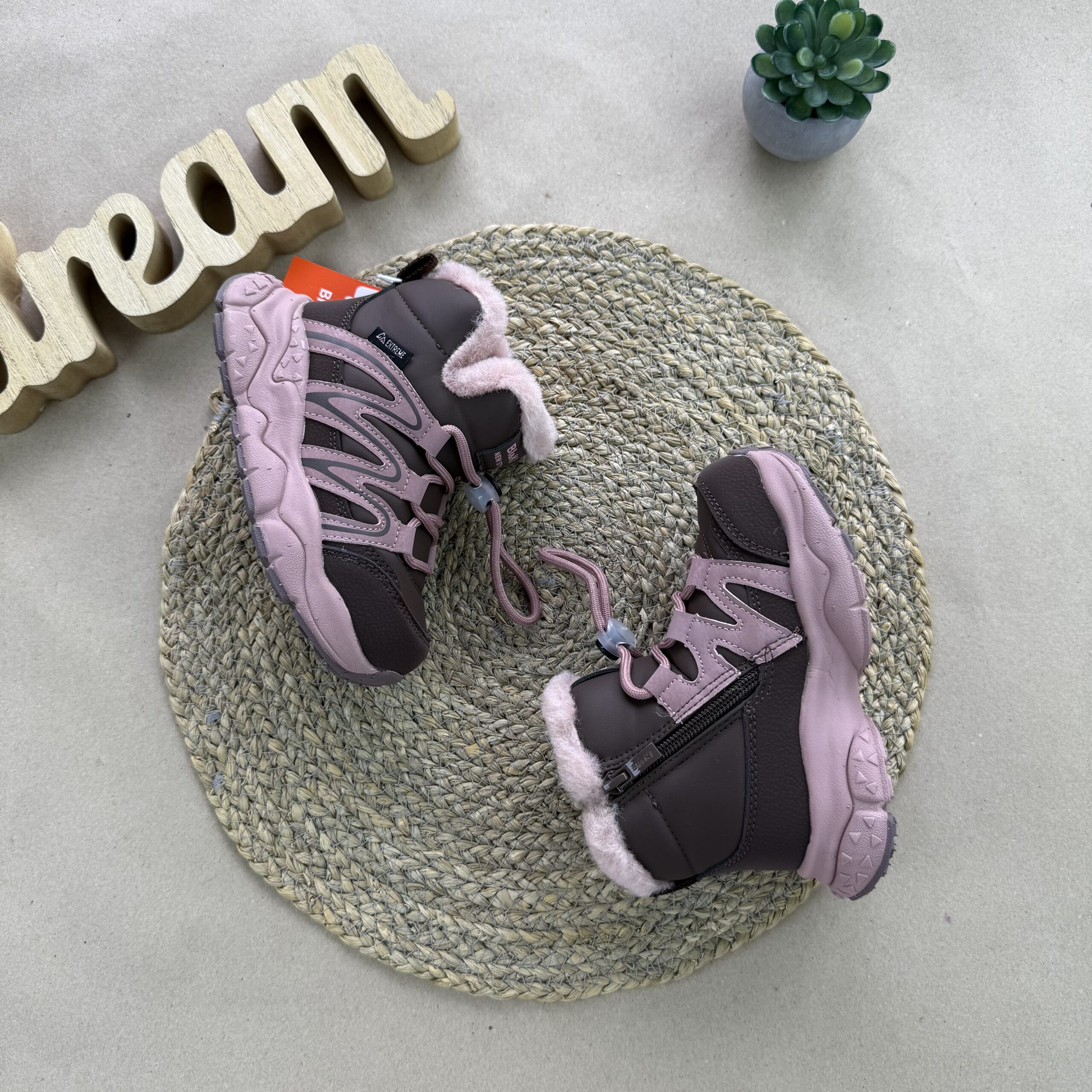 Хайтопи зимові шоколад з рожевим 27-32