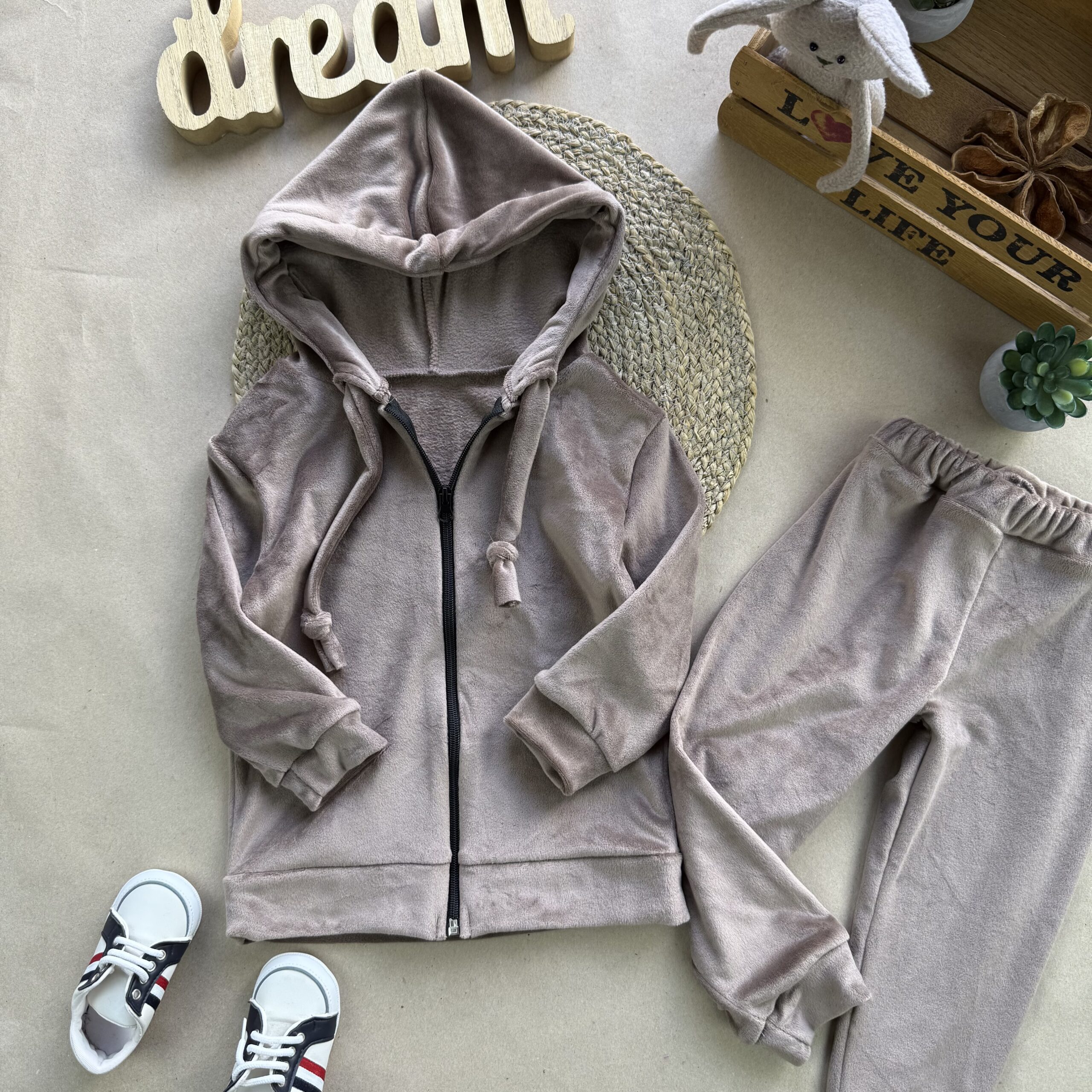 Костюм велюр хутро блискавка мокко