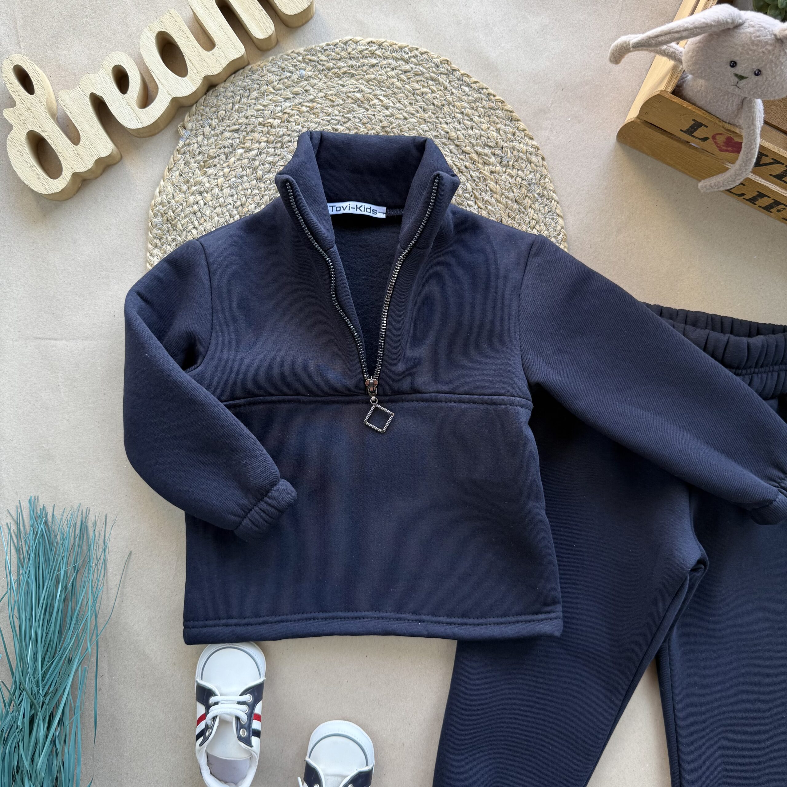 Костюм тринитка темно синій стійка