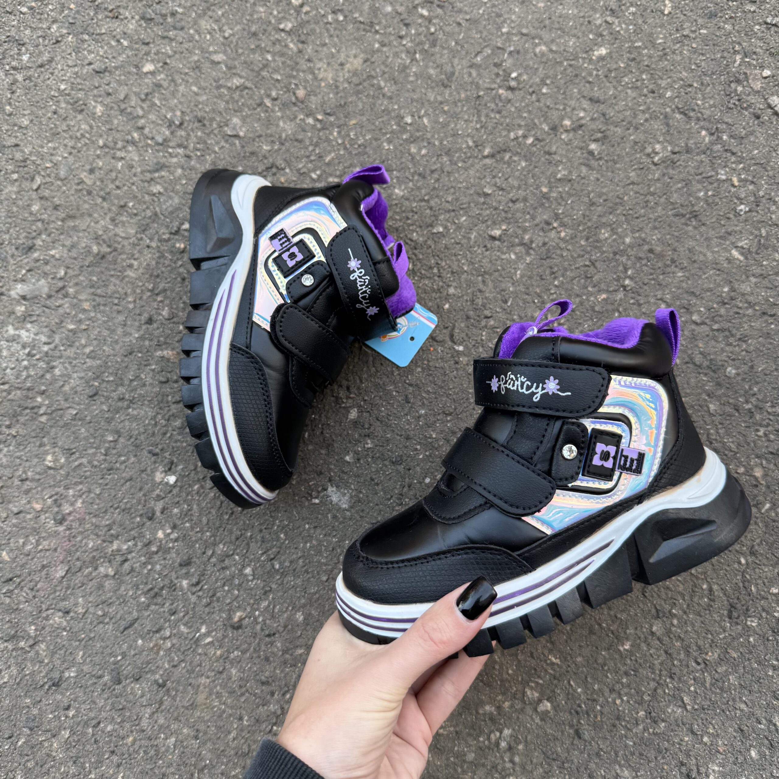 Хайтопи чорні з фіолет 28-33