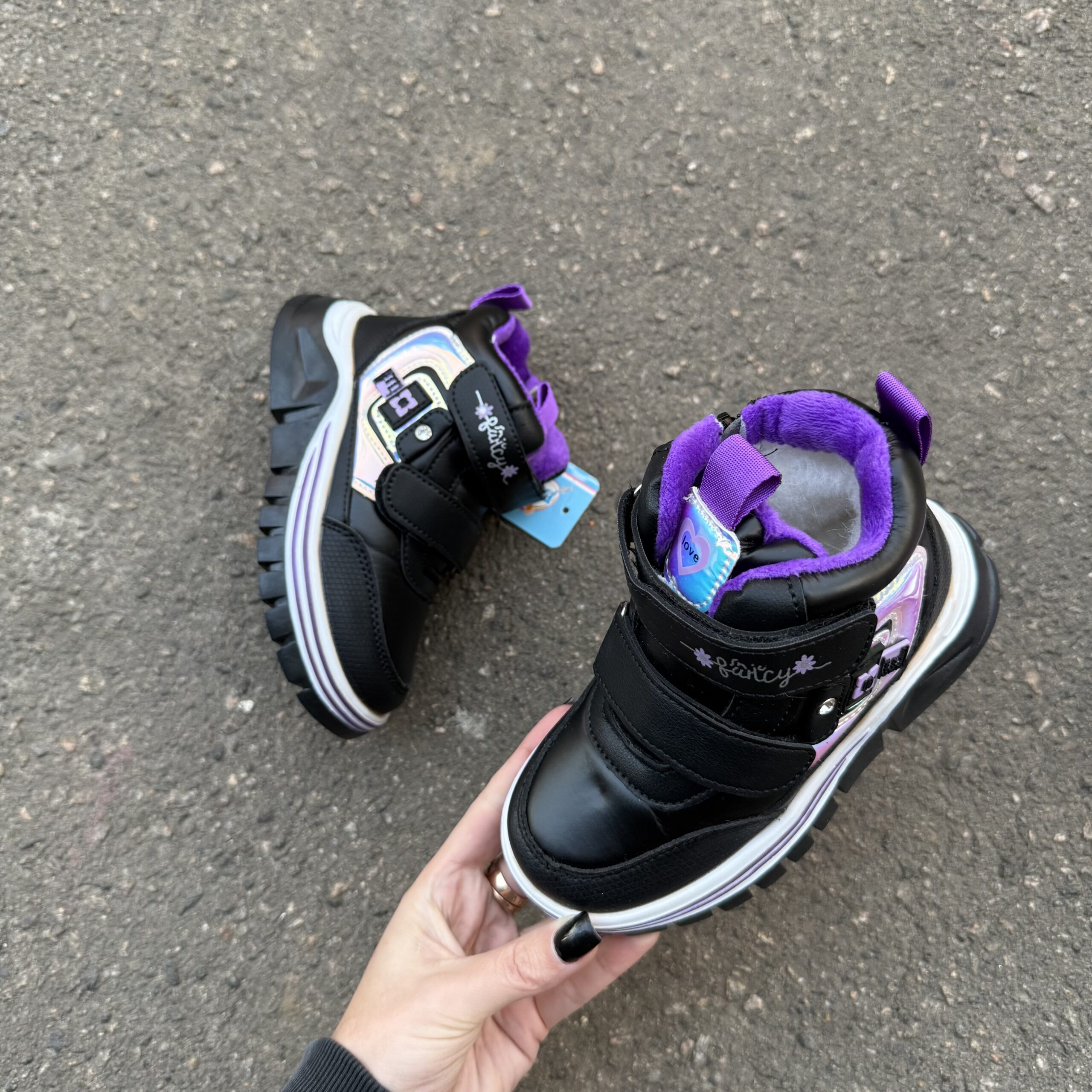 Хайтопи чорні з фіолет 28-33