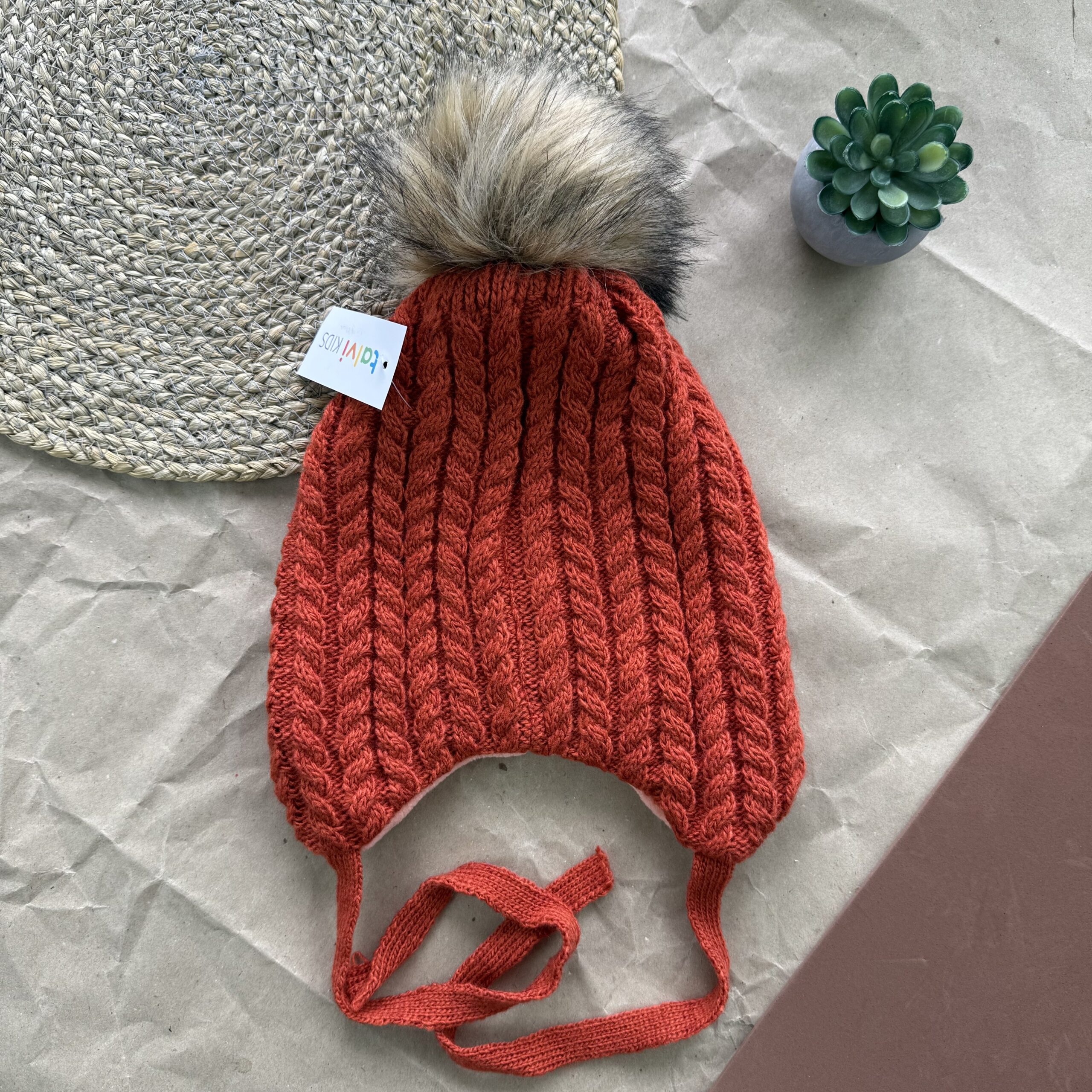 Шапка косичка помаранч