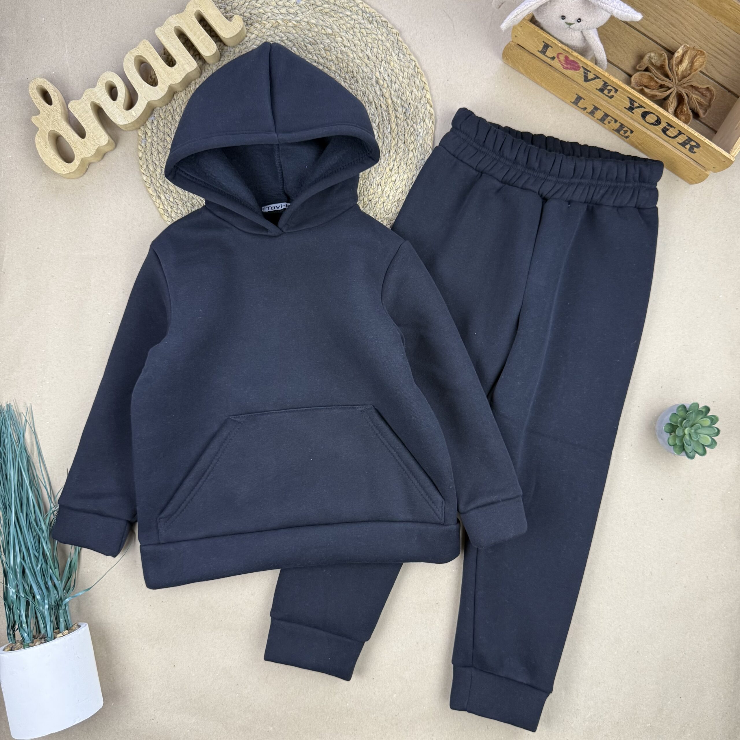 Костюм тринитка Туреччина оверсайз темно синій