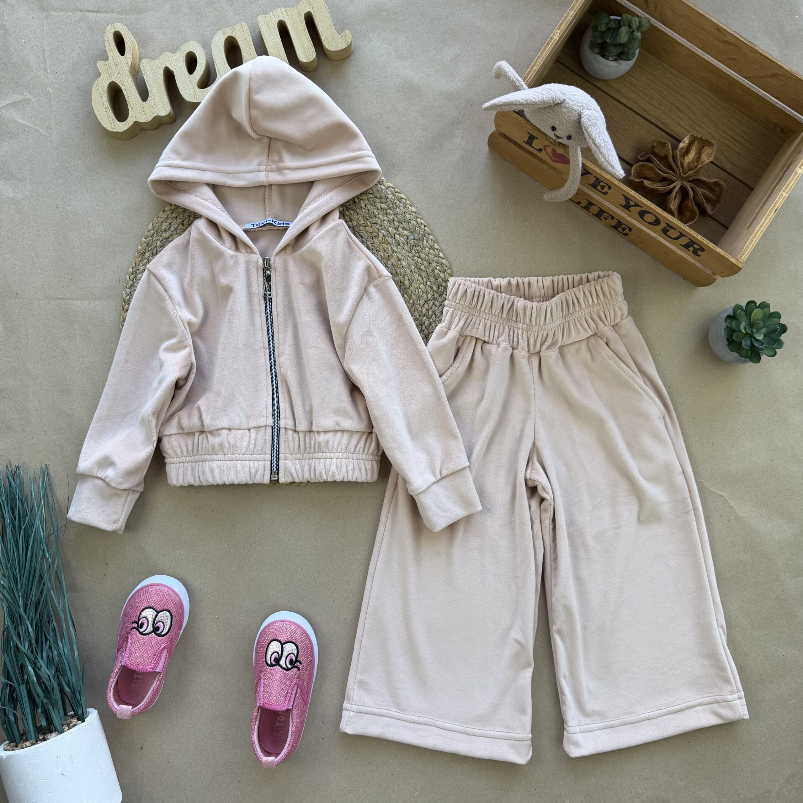 Костюм велюр палаццо пісок 86-152