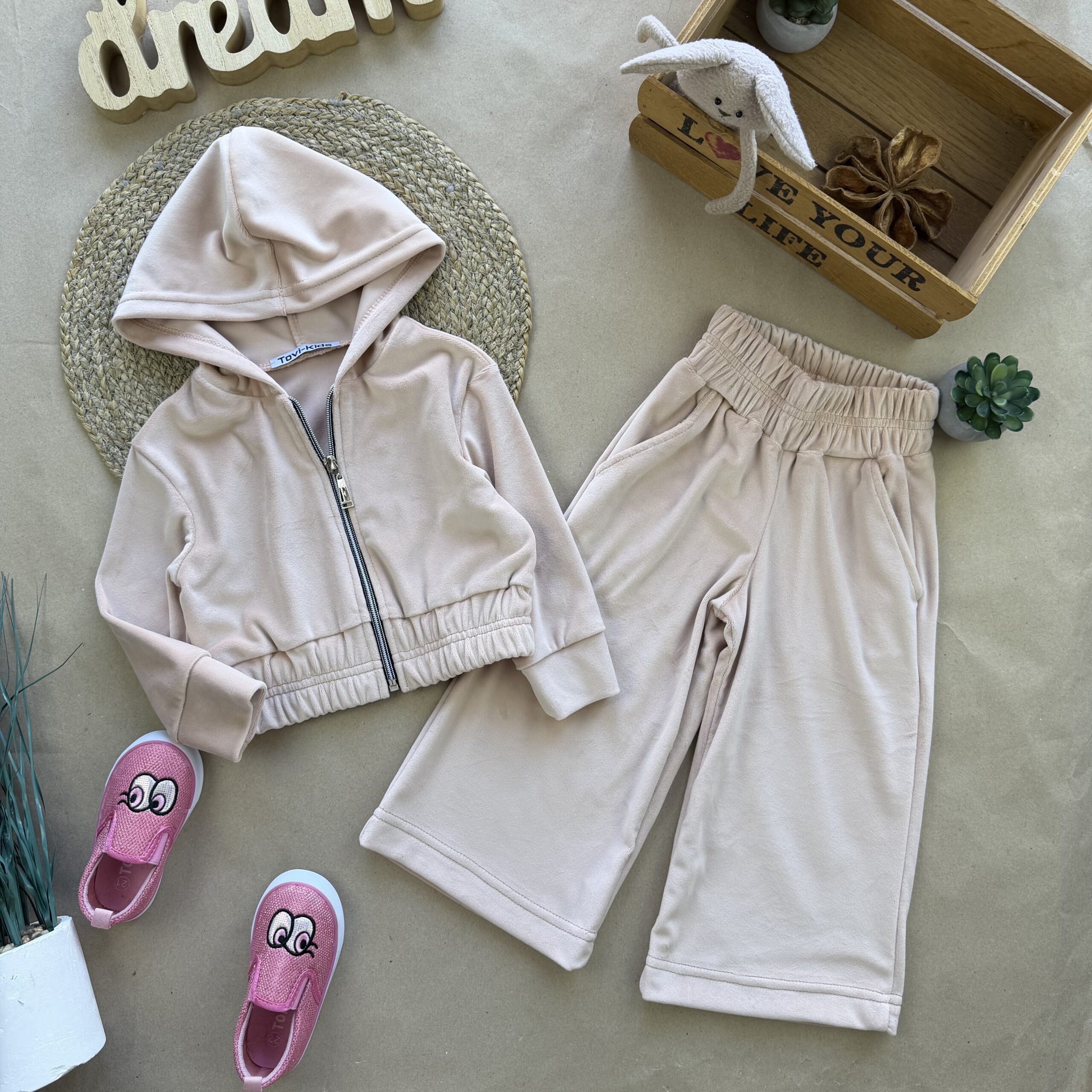 Костюм велюр палаццо пісок 86-152