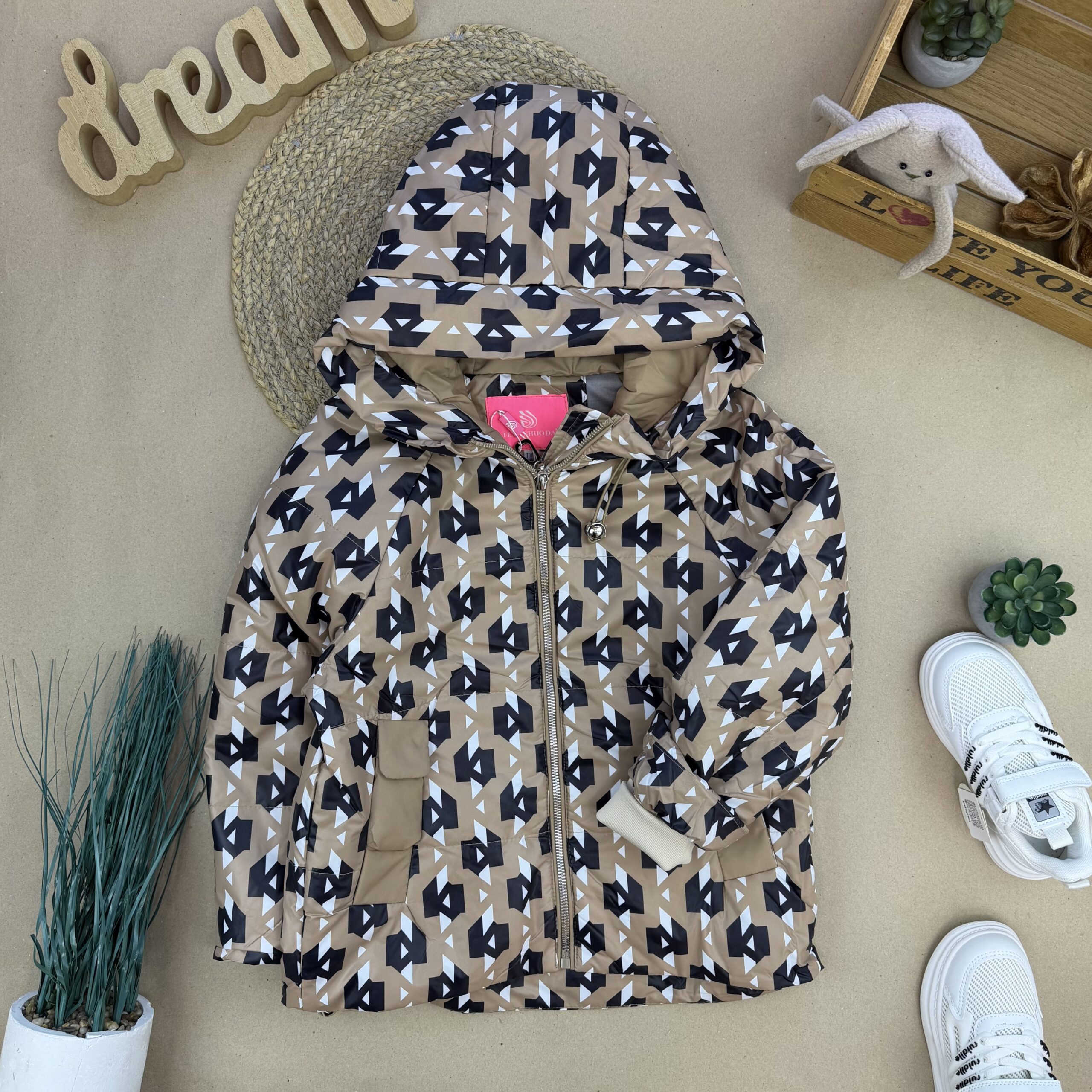 Куртка демі принт мокко 110-134