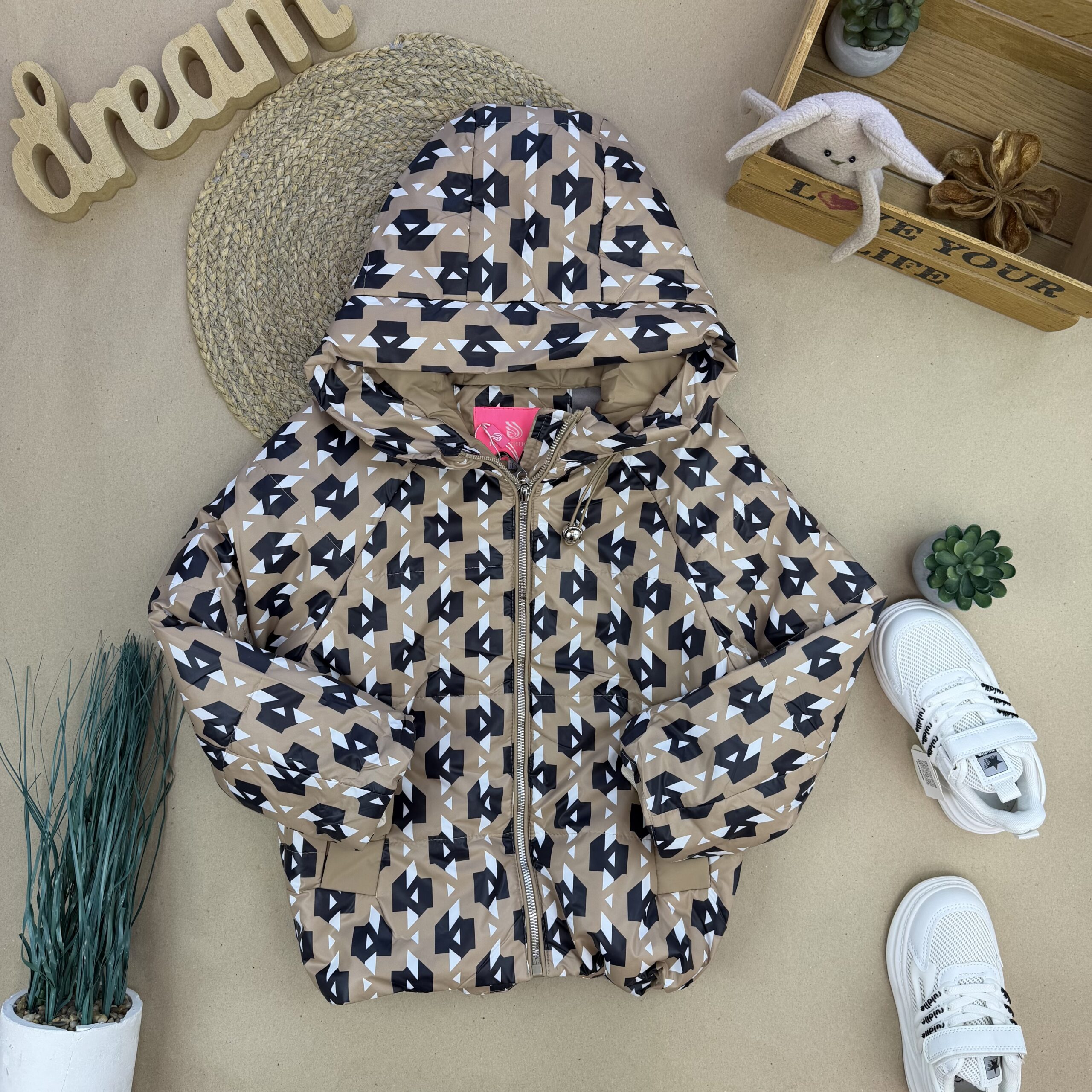 Куртка демі принт мокко 110-134