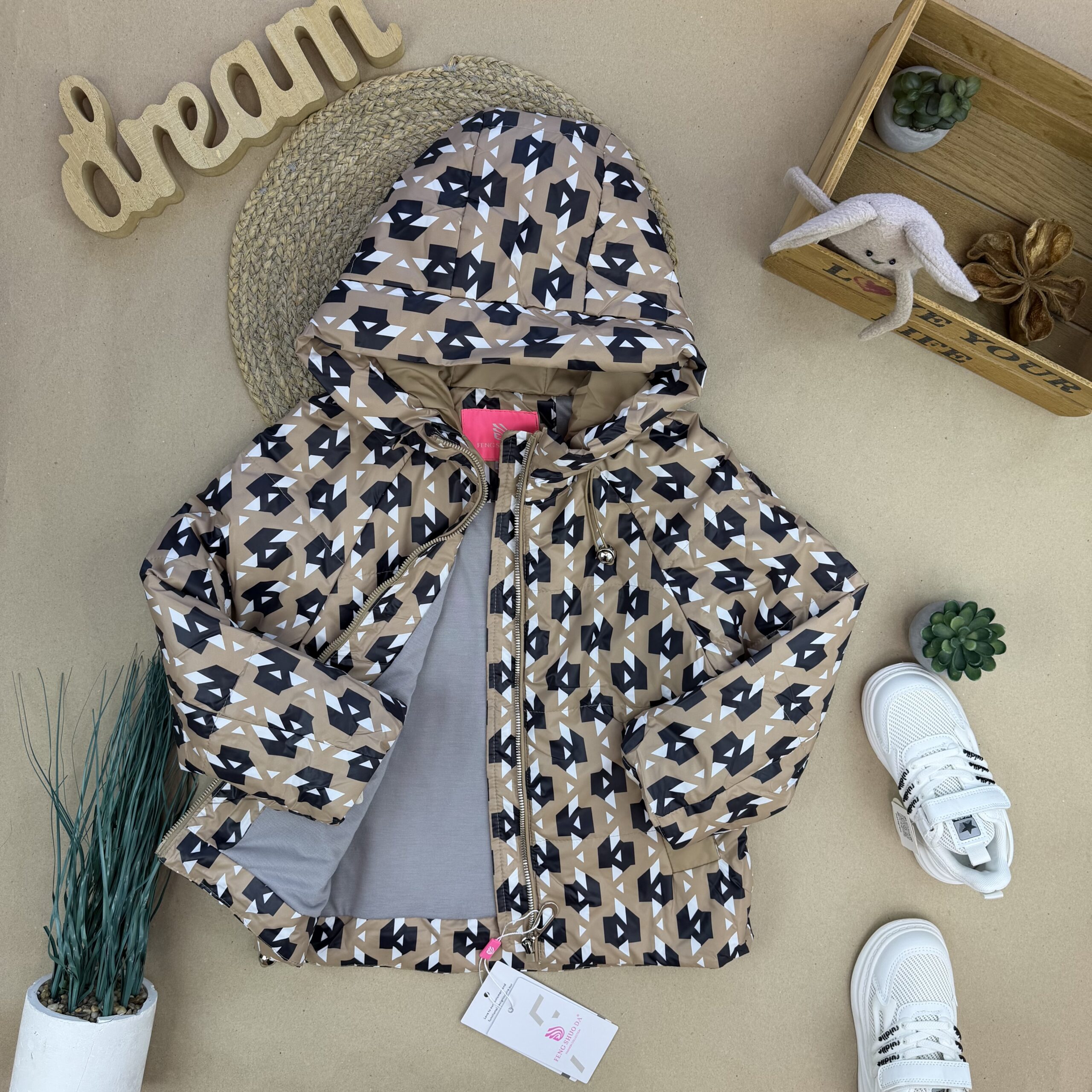 Куртка демі принт мокко 110-134