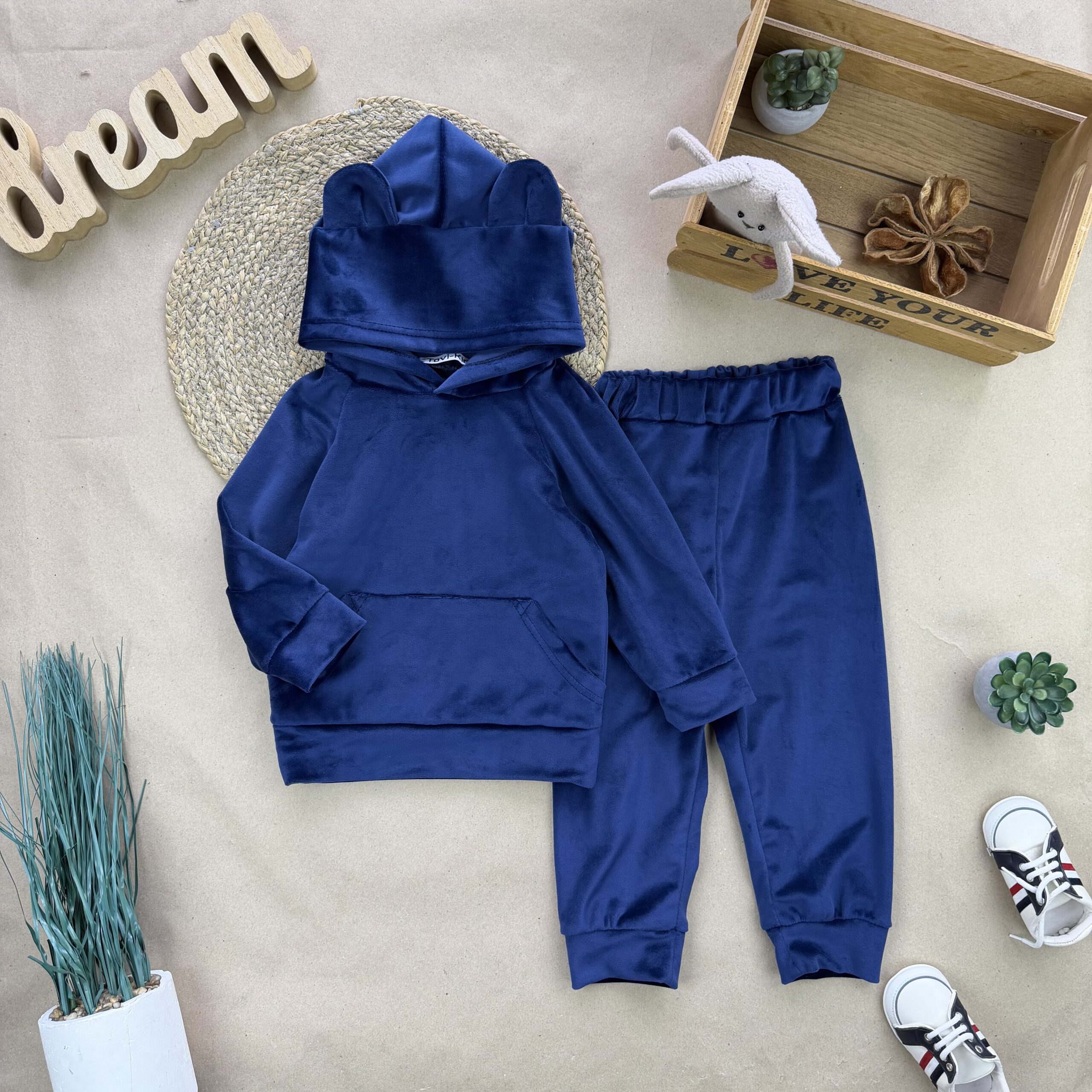 Ведмедик темно синій велюр 74-110