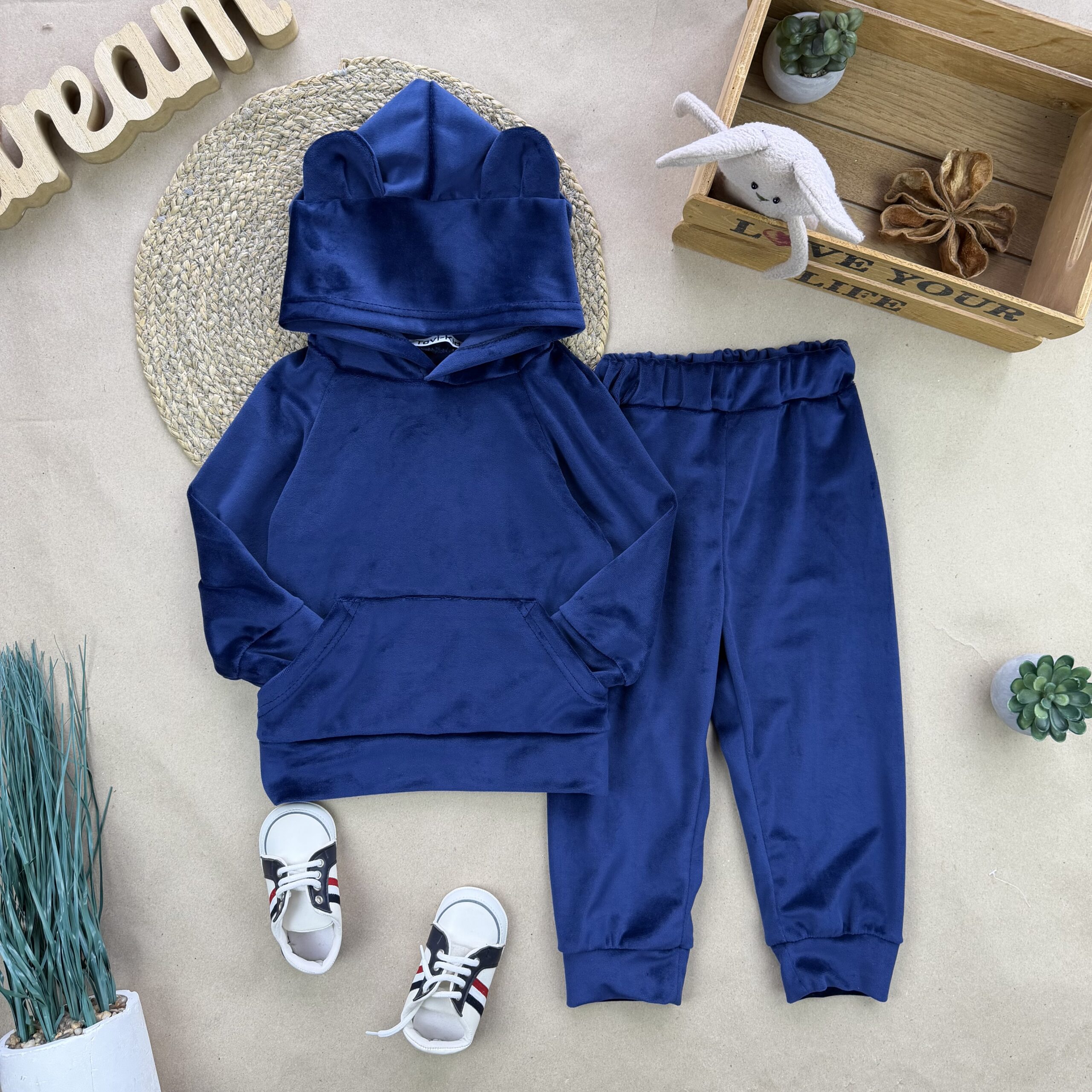 Ведмедик темно синій велюр 74-110