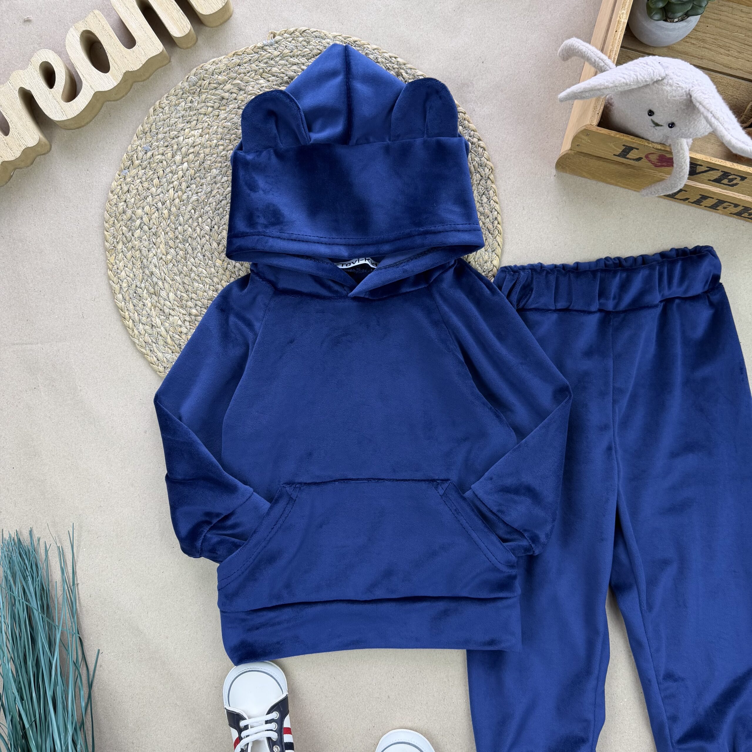 Ведмедик темно синій велюр 74-110