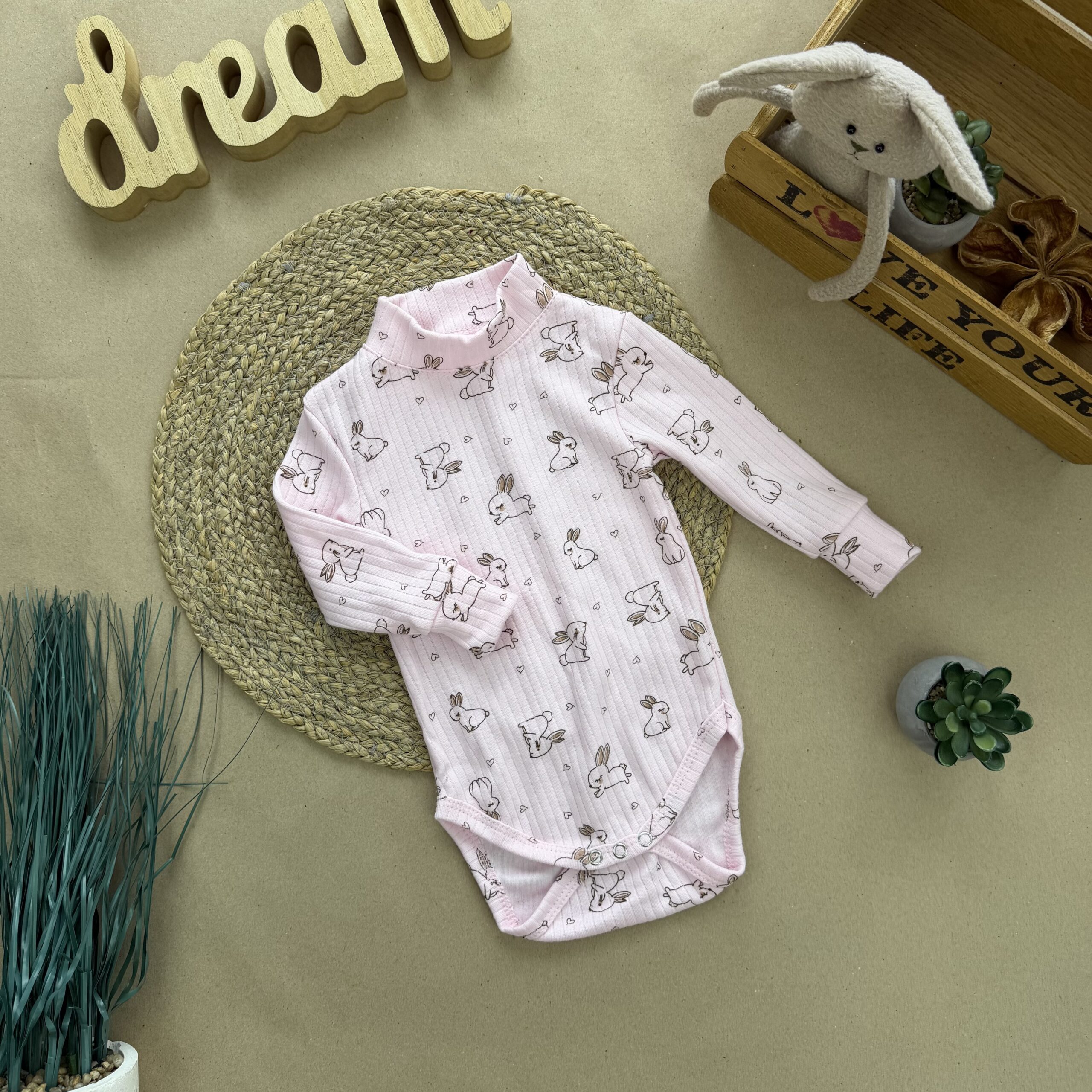 Боді зайченята рожевий