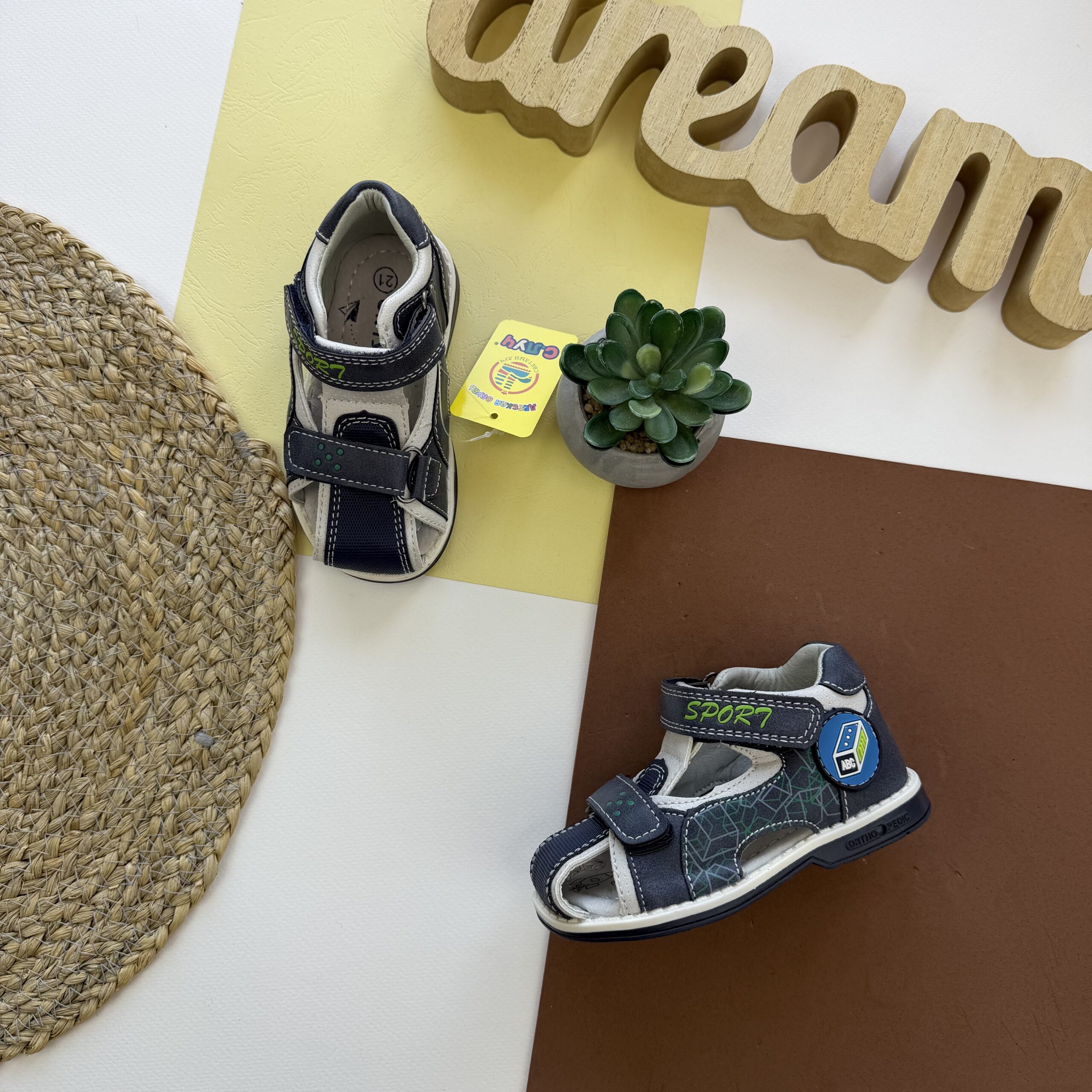 Босоніжки ортопед сині з зеленим 21-26