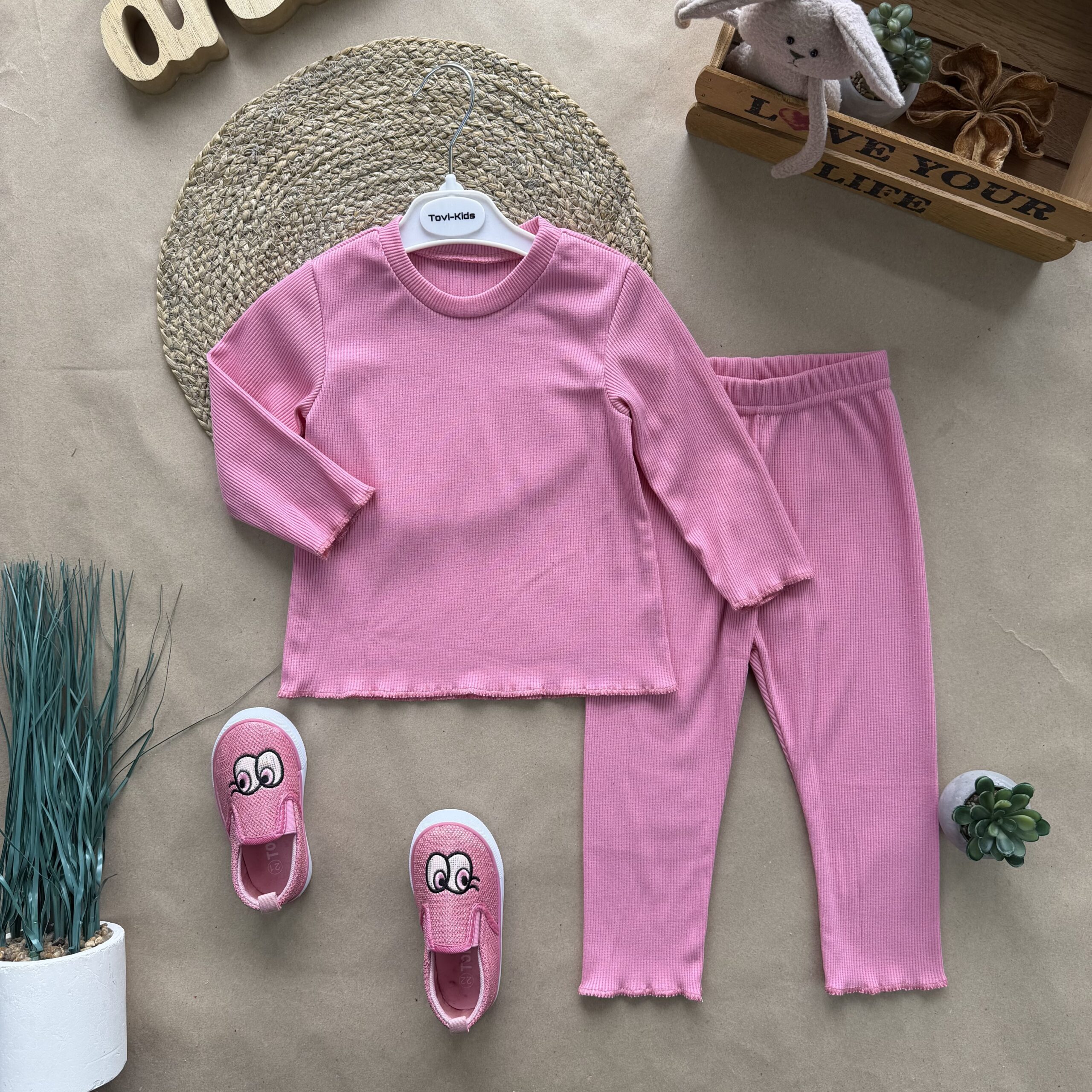 Відшивається. реглан та лосини рубчик рожевий