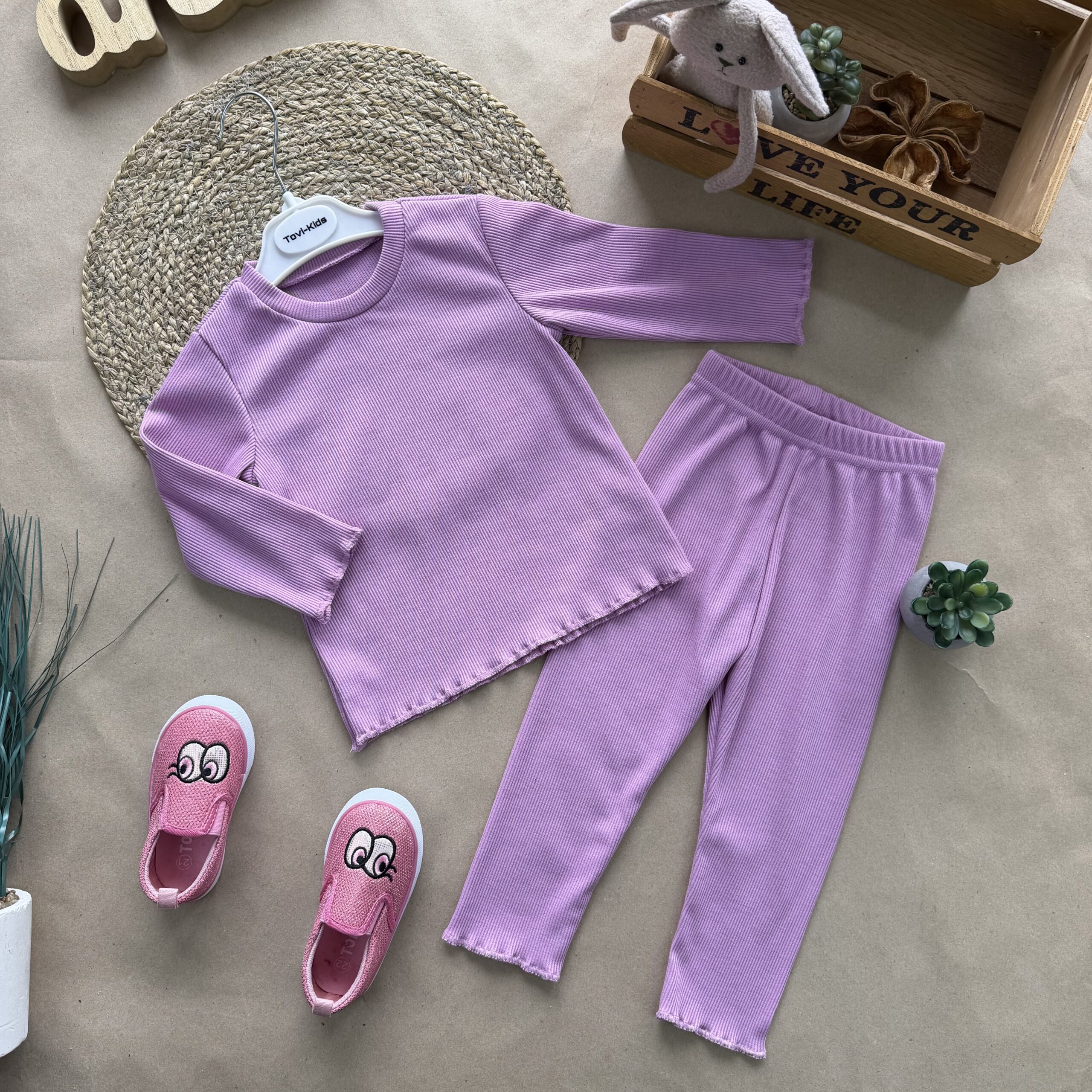 Відшивається. реглан та лосини рубчик лаванда